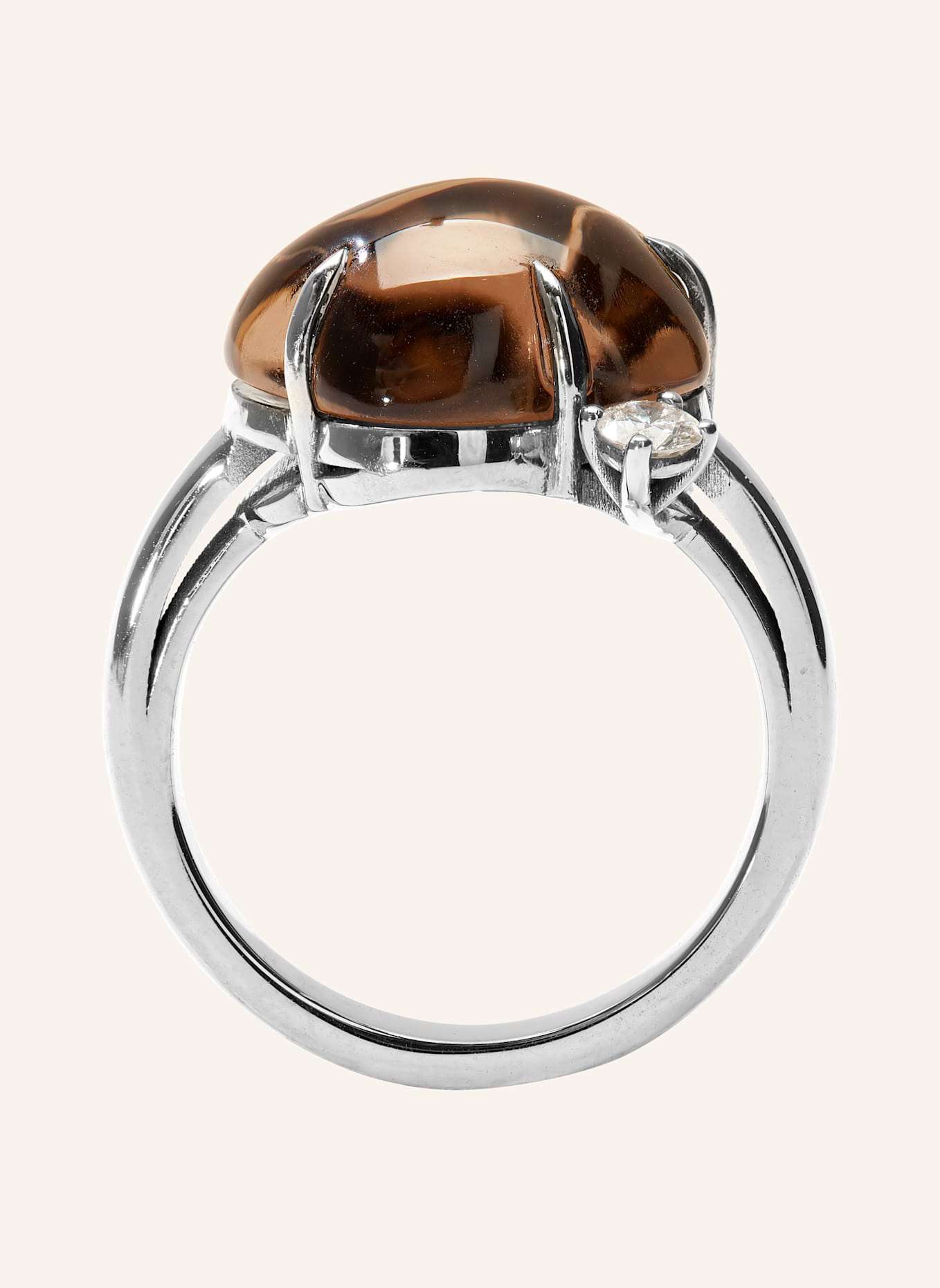 VIERI Ring WOLKE RAUCHQUARZ BRILLANT: WEISSGOLD