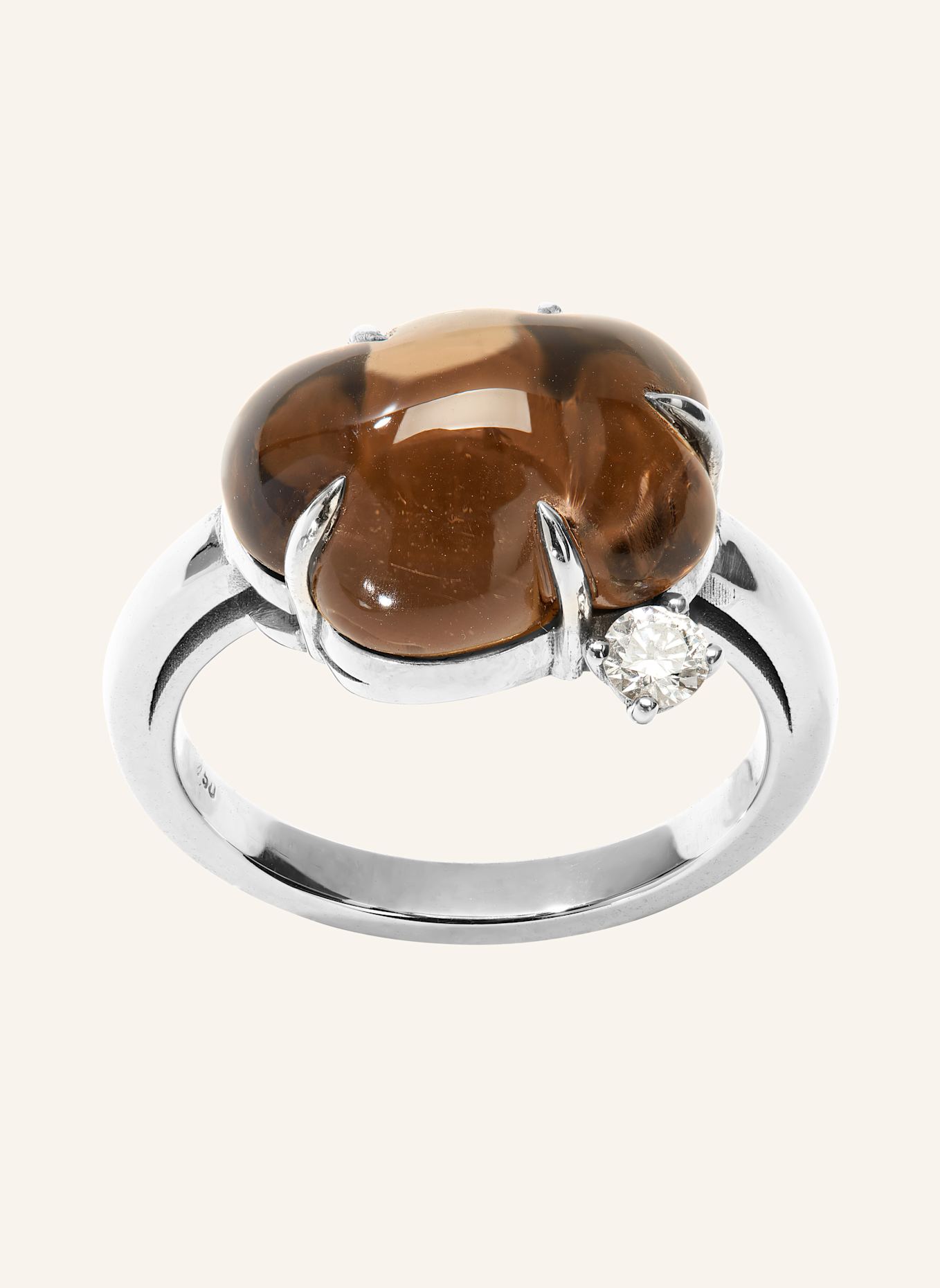 VIERI Ring WOLKE RAUCHQUARZ BRILLANT: WEISSGOLD