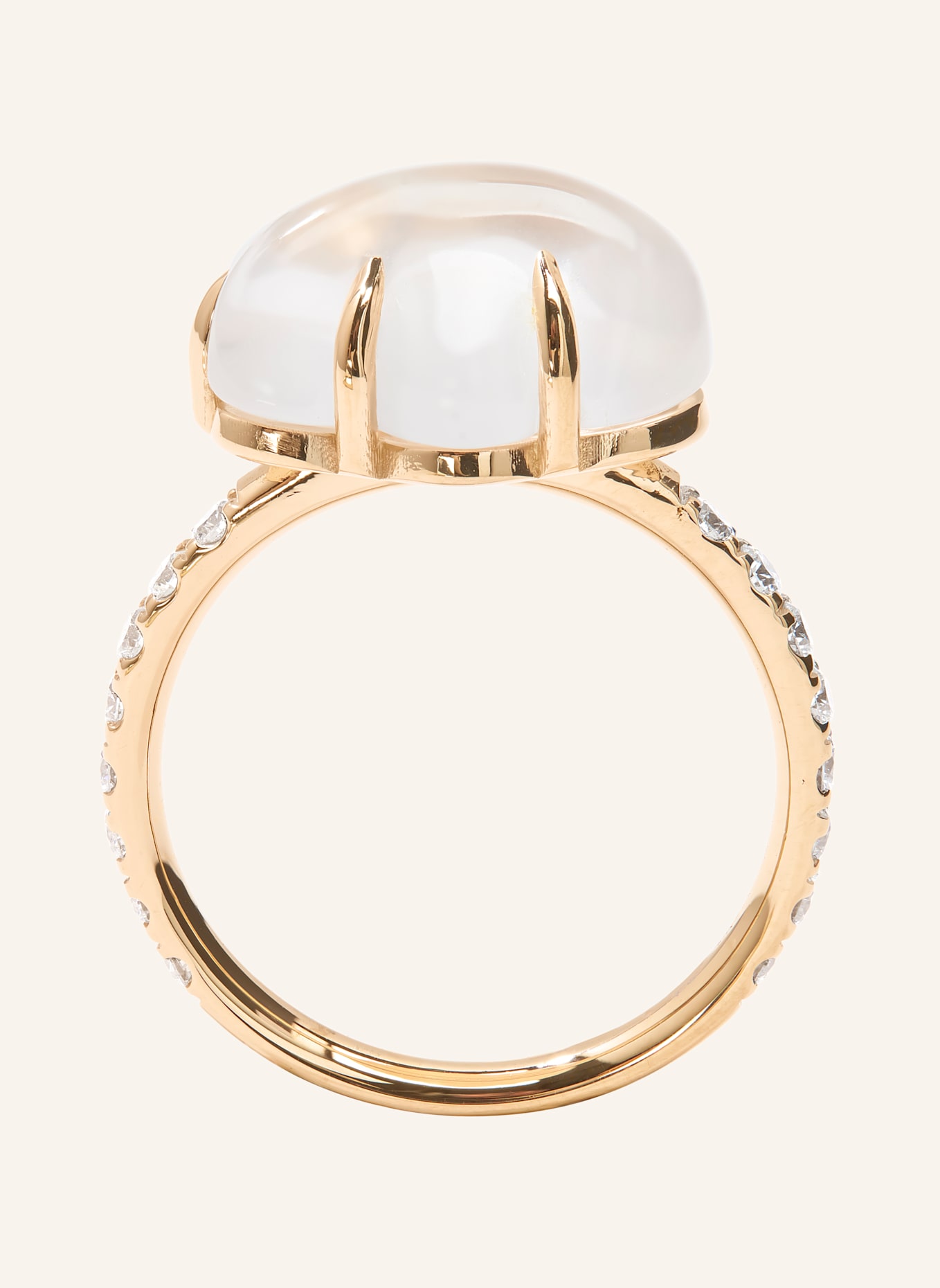 VIERI Ring WOLKE MILCHQUARZ BRILLANT PAVÉ: GOLD