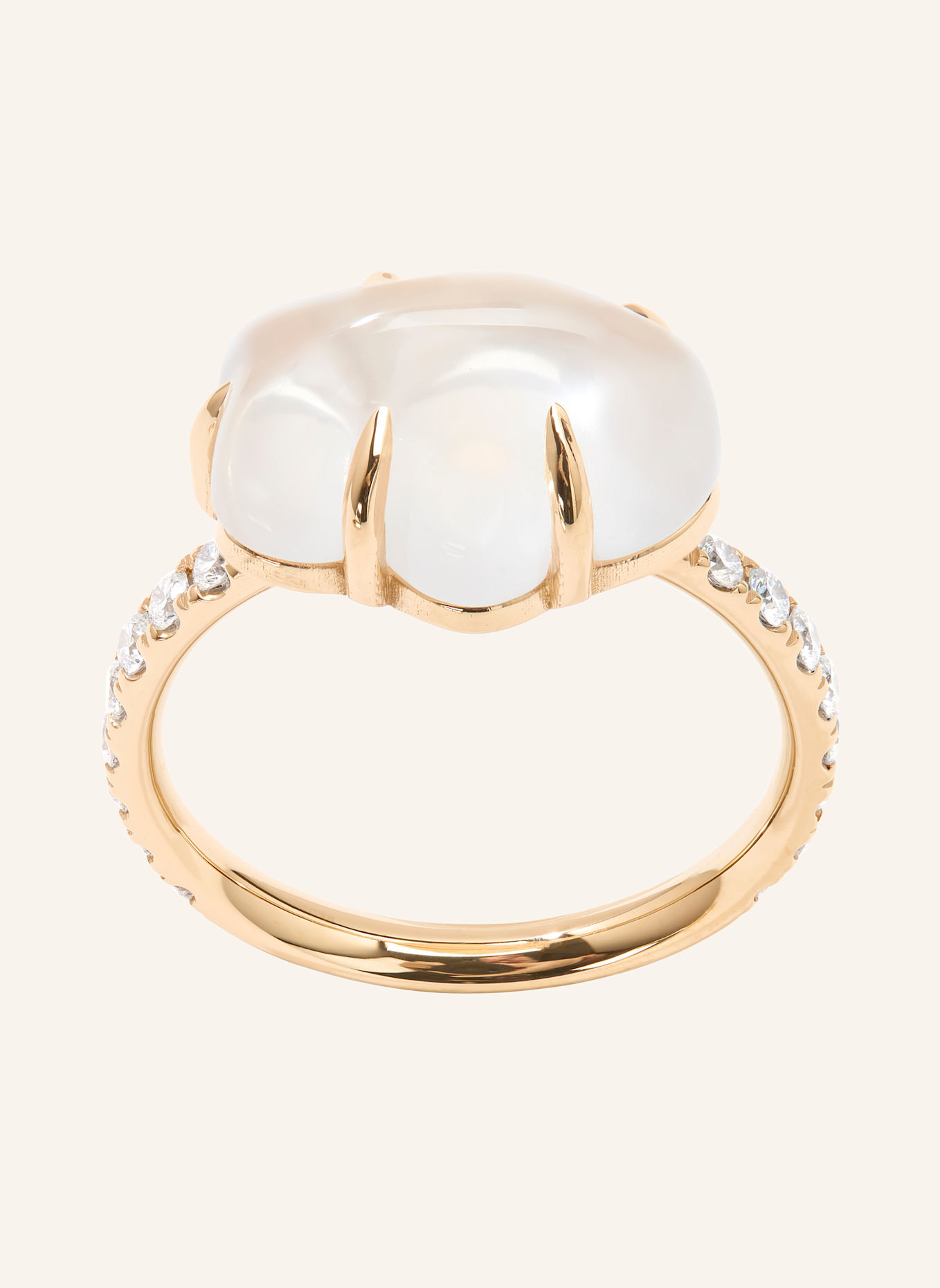 VIERI Ring WOLKE MILCHQUARZ BRILLANT PAVÉ: GOLD