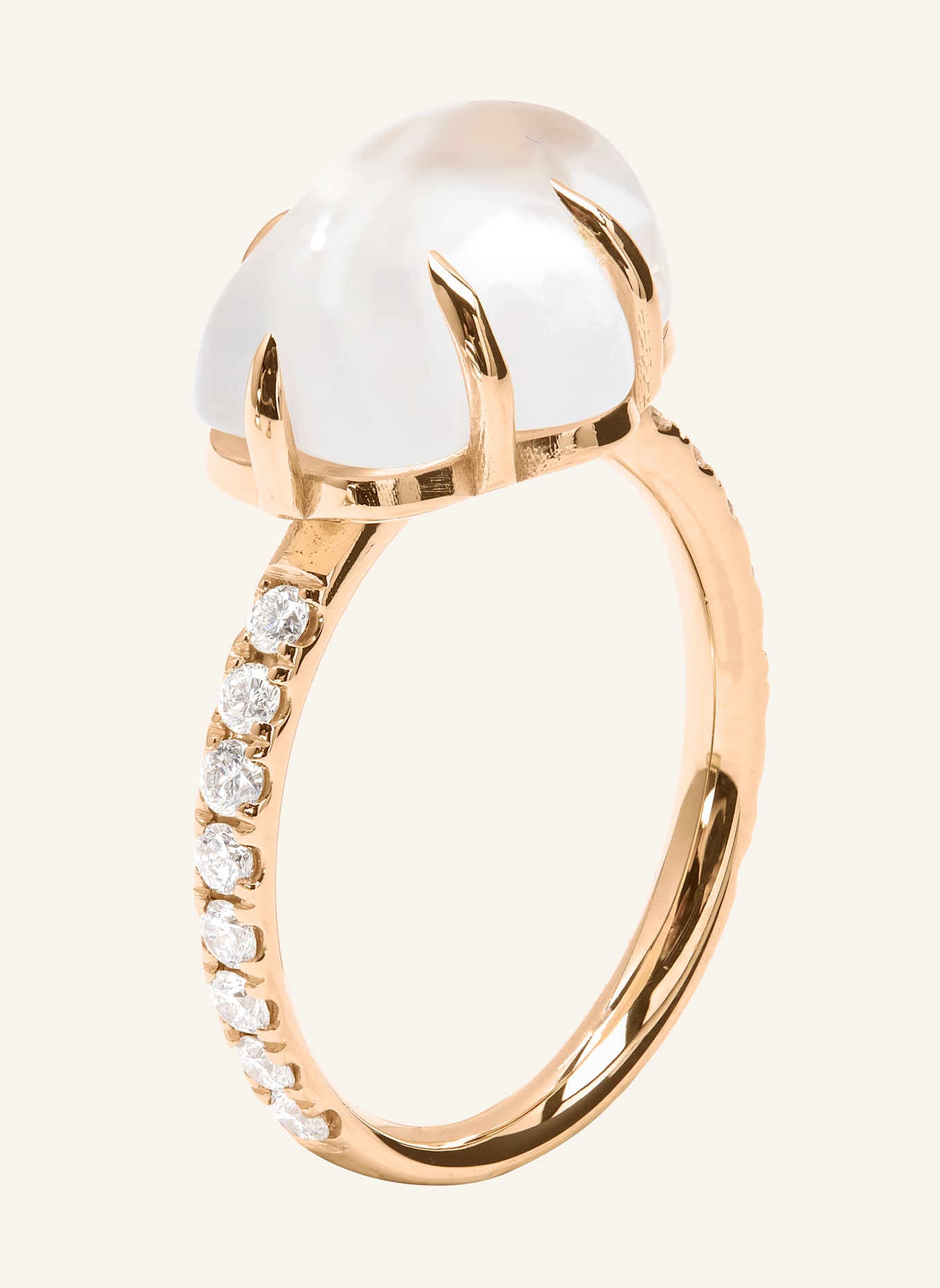 VIERI Ring WOLKE MILCHQUARZ BRILLANT PAVÉ: ROSÉGOLD