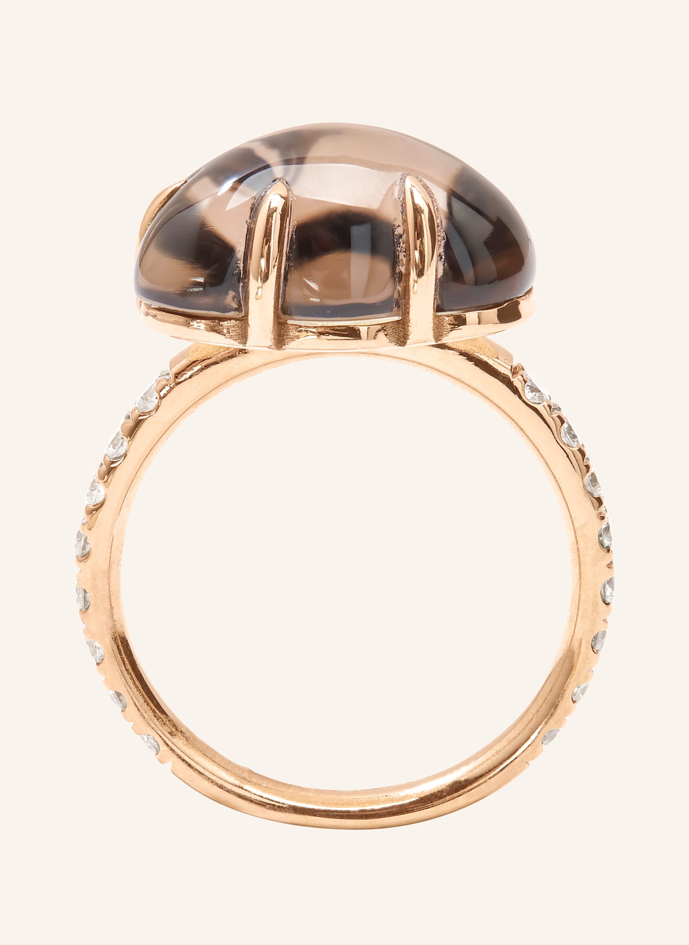 VIERI Ring WOLKE RAUCHQUARZ BRILLANT PAVÉ: ROSÉGOLD