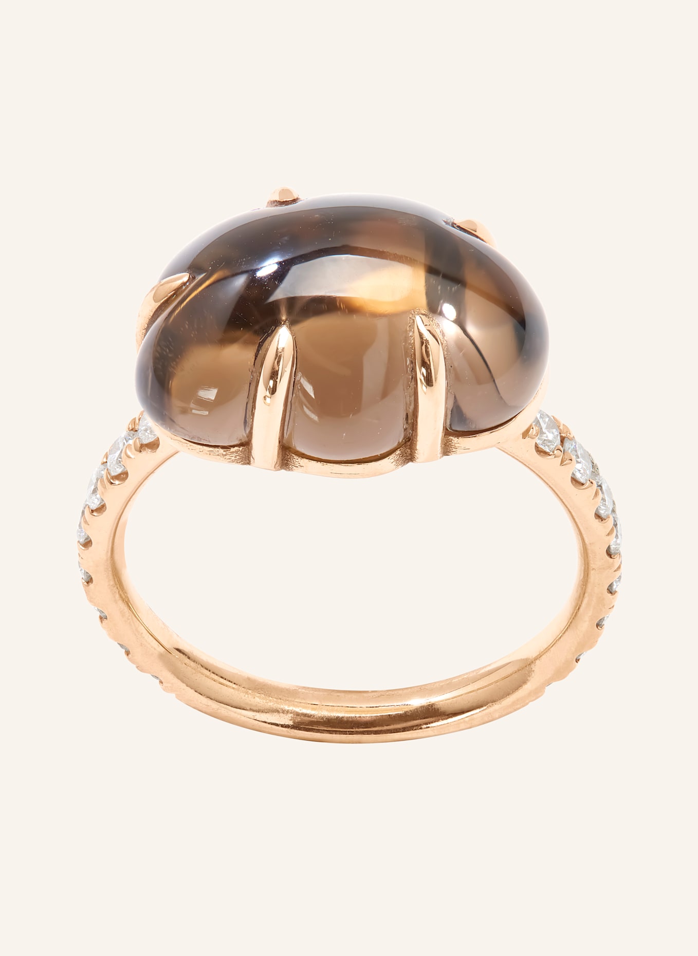 VIERI Ring WOLKE RAUCHQUARZ BRILLANT PAVÉ: ROSÉGOLD