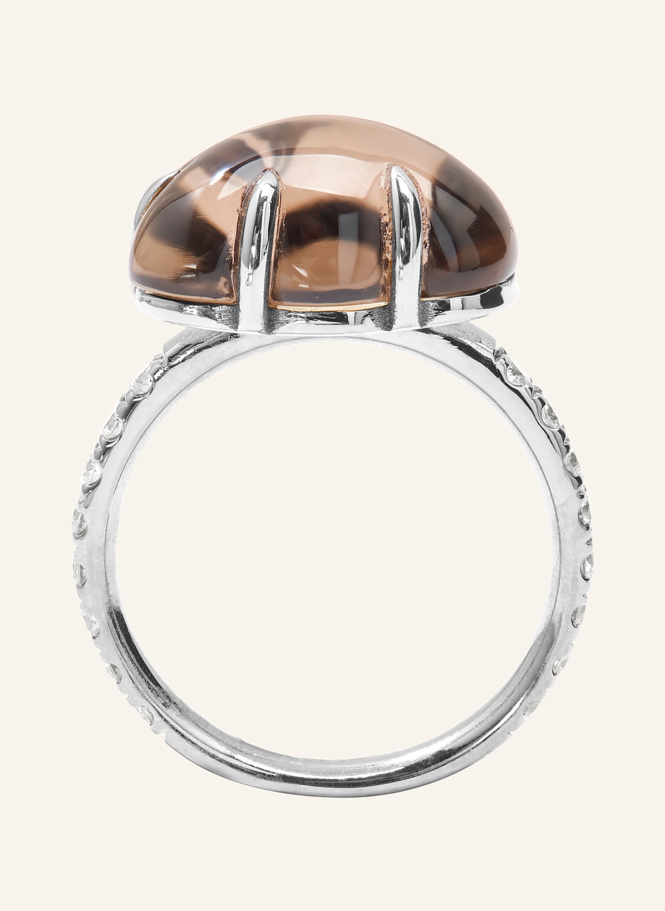 VIERI Ring WOLKE RAUCHQUARZ BRILLANT PAVÉ: WEISSGOLD