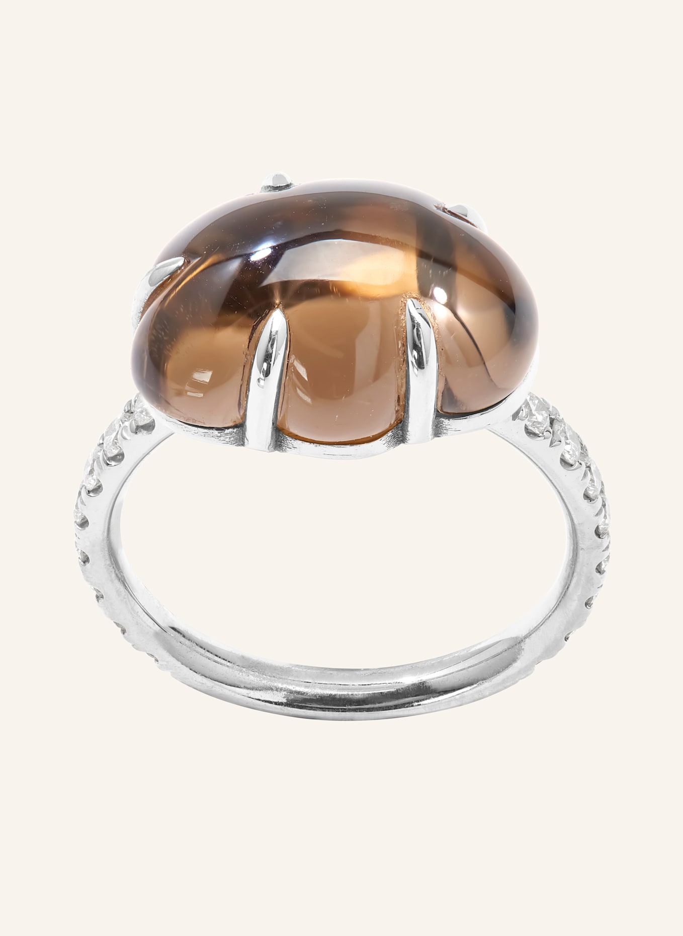 VIERI Ring WOLKE RAUCHQUARZ BRILLANT PAVÉ: WEISSGOLD