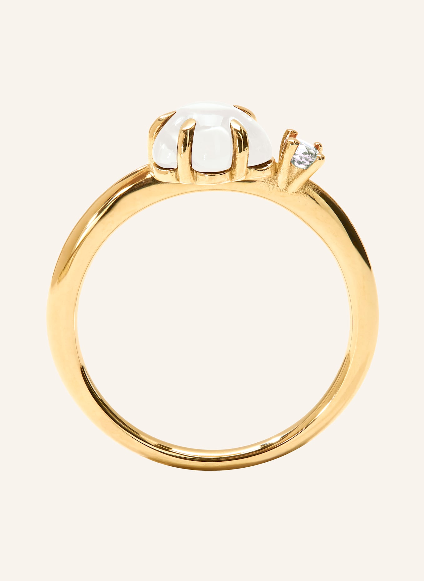 VIERI Ring WOLKE MILCHQUARZ BRILLANT MITTELGROß: GOLD