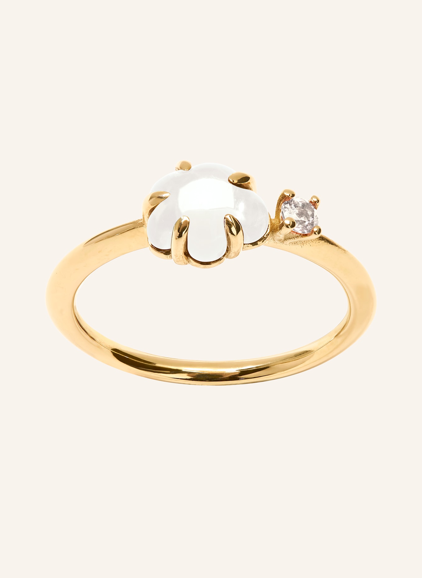 VIERI Ring WOLKE MILCHQUARZ BRILLANT MITTELGROß: GOLD