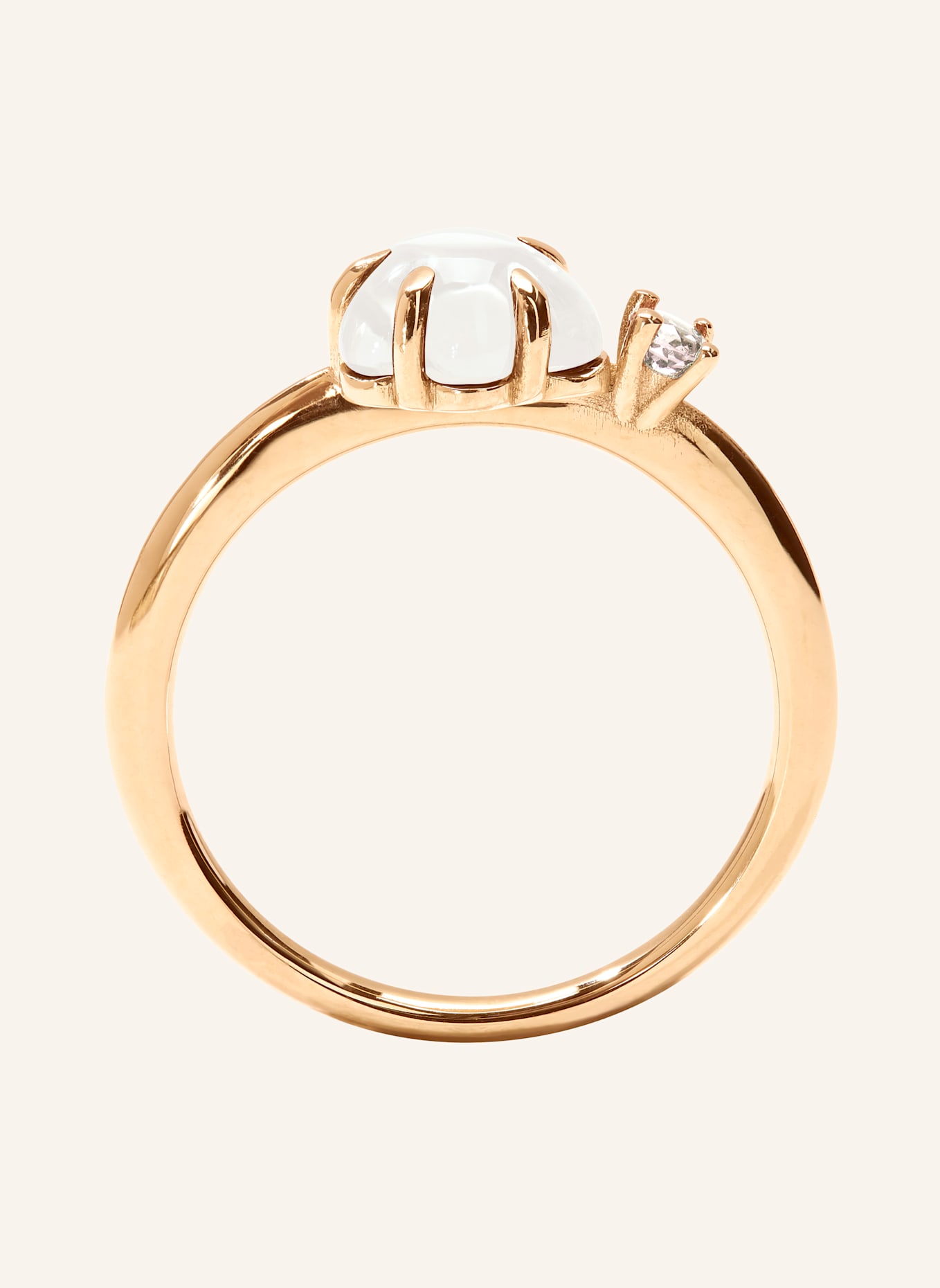 VIERI Ring WOLKE MILCHQUARZ BRILLANT MITTELGROß: ROSÉGOLD