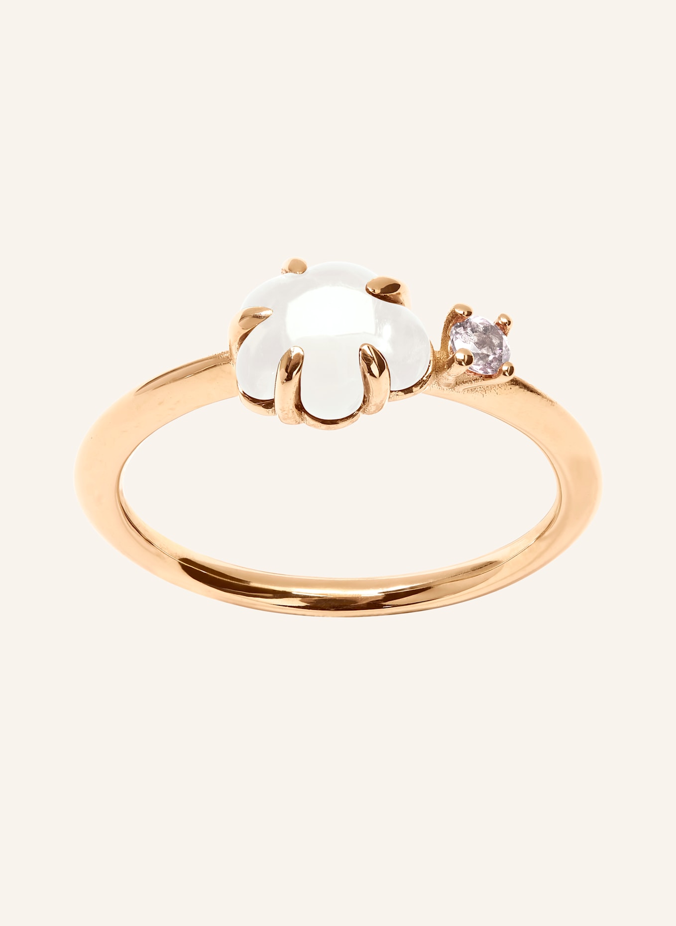 VIERI Ring WOLKE MILCHQUARZ BRILLANT MITTELGROß: ROSÉGOLD