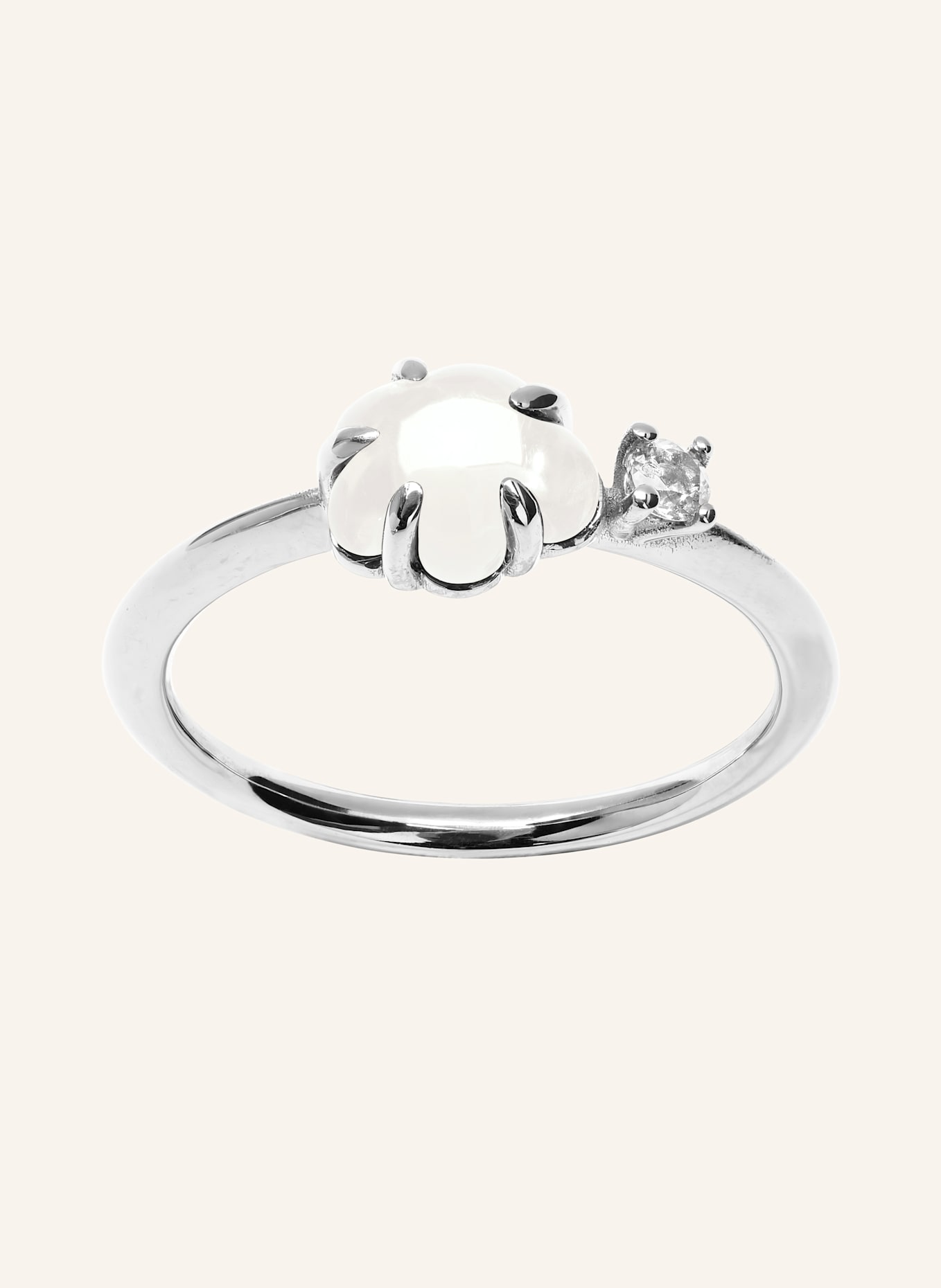 VIERI Ring WOLKE MILCHQUARZ BRILLANT MITTELGROß: WEISSGOLD