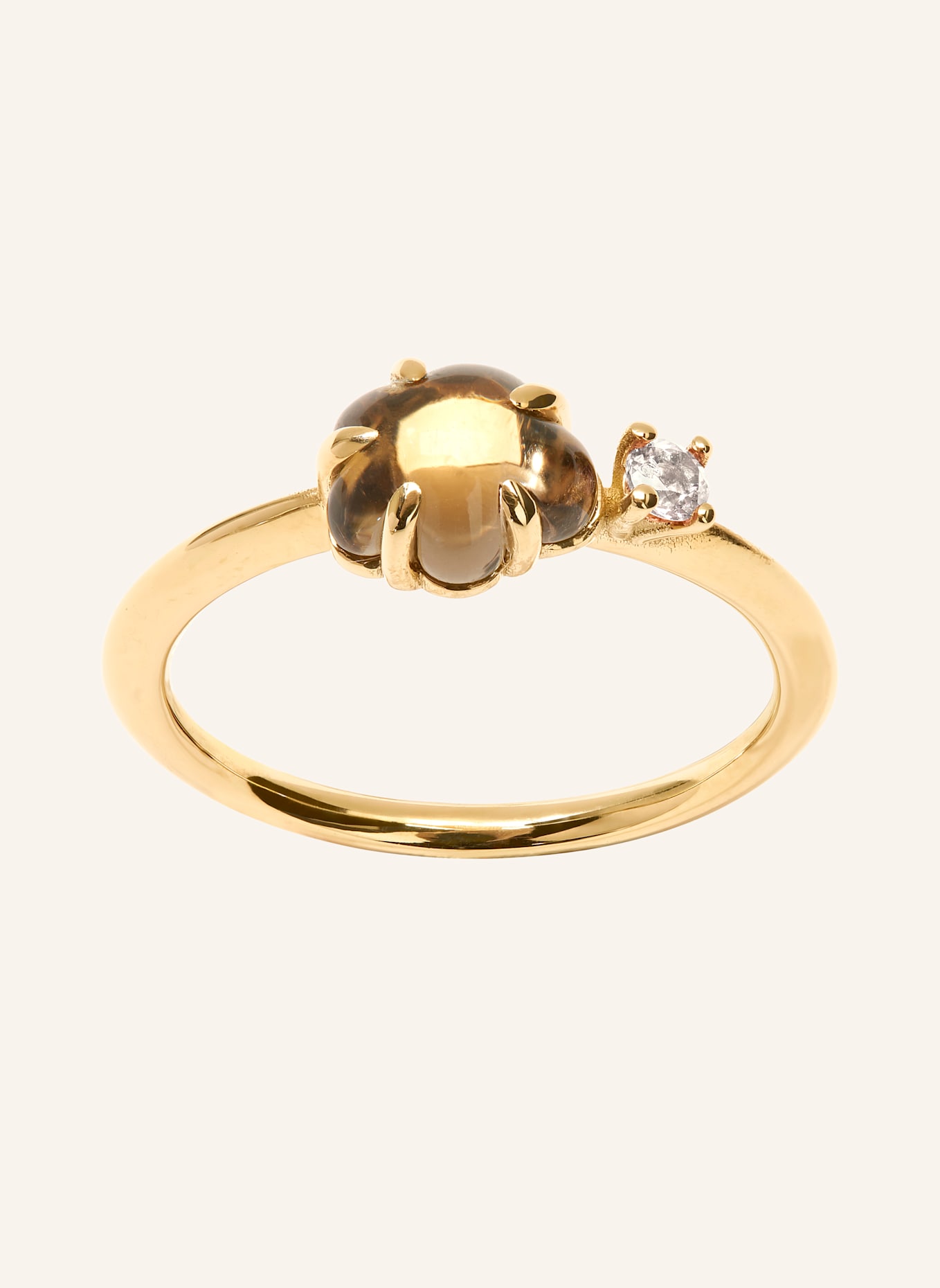 VIERI Ring WOLKE RAUCHQUARZ BRILLANT MITTELGROß: GOLD