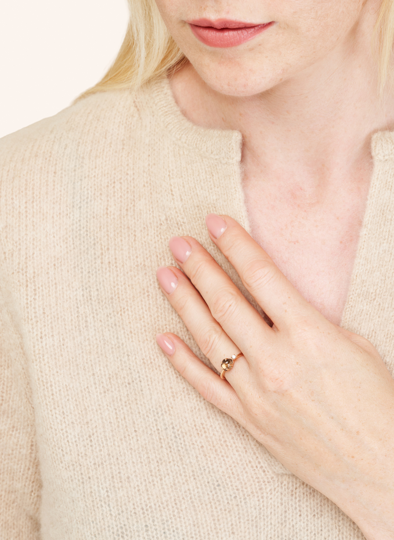 VIERI Ring WOLKE RAUCHQUARZ BRILLANT MITTELGROß: ROSÉGOLD