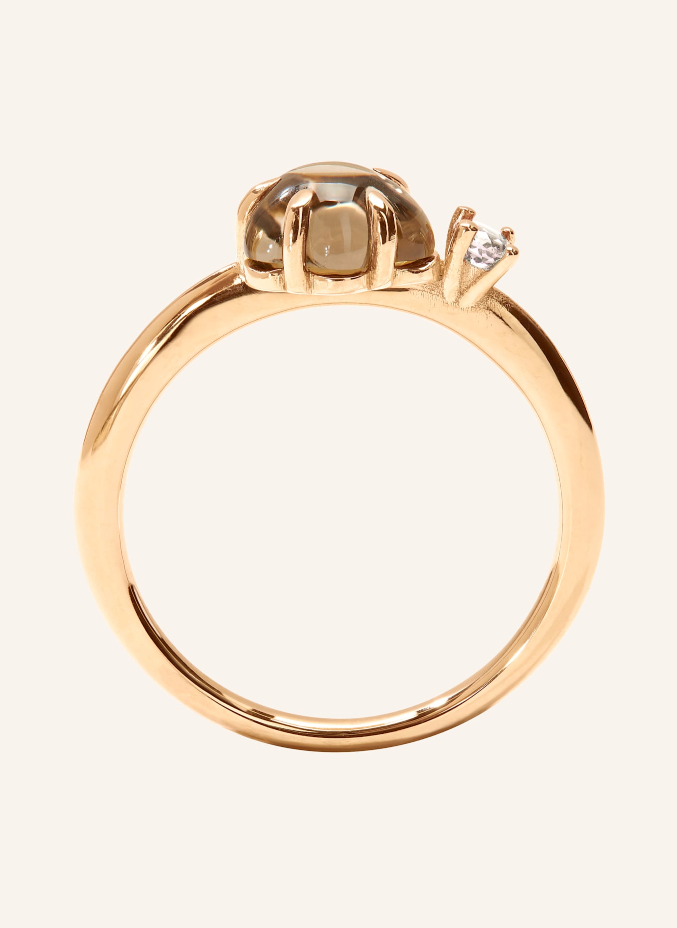 VIERI Ring WOLKE RAUCHQUARZ BRILLANT MITTELGROß: ROSÉGOLD