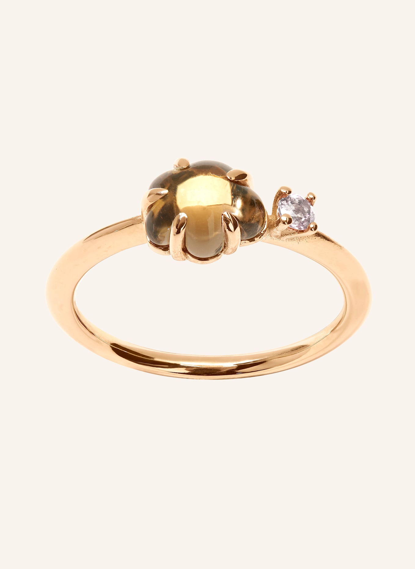 VIERI Ring WOLKE RAUCHQUARZ BRILLANT MITTELGROß: ROSÉGOLD