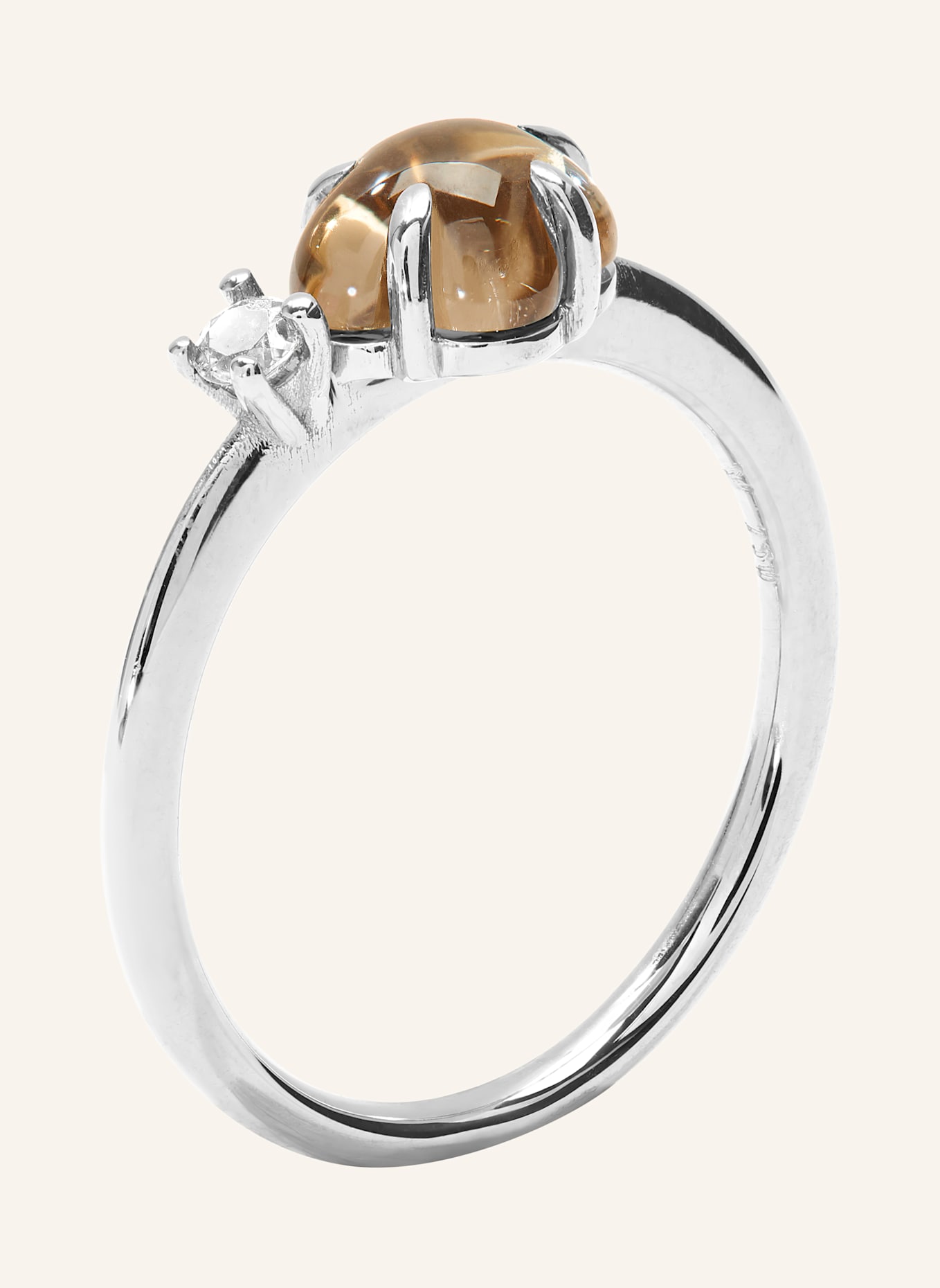 VIERI Ring WOLKE RAUCHQUARZ BRILLANT MITTELGROß: WEISSGOLD