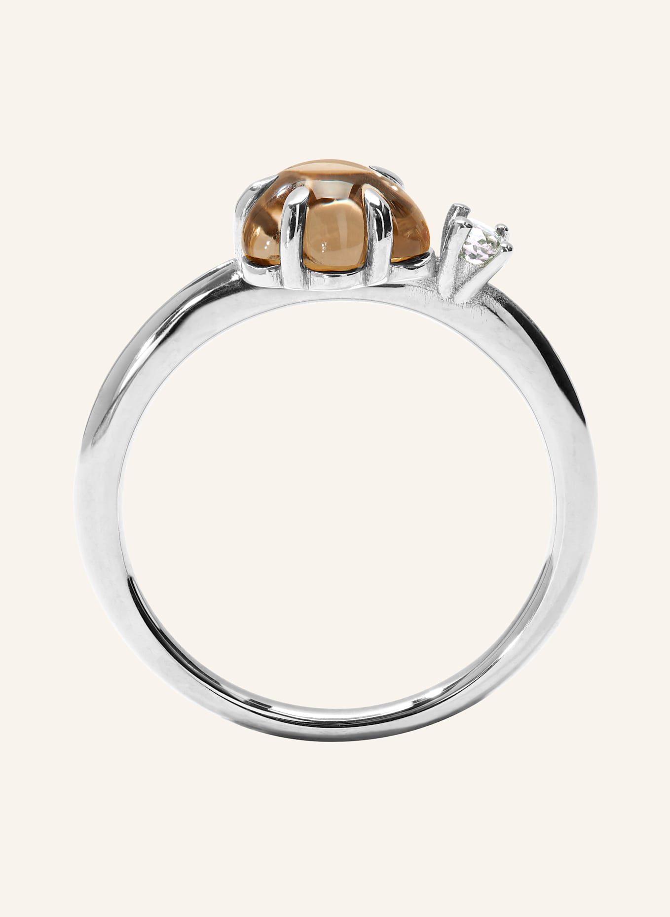 VIERI Ring WOLKE RAUCHQUARZ BRILLANT MITTELGROß: WEISSGOLD