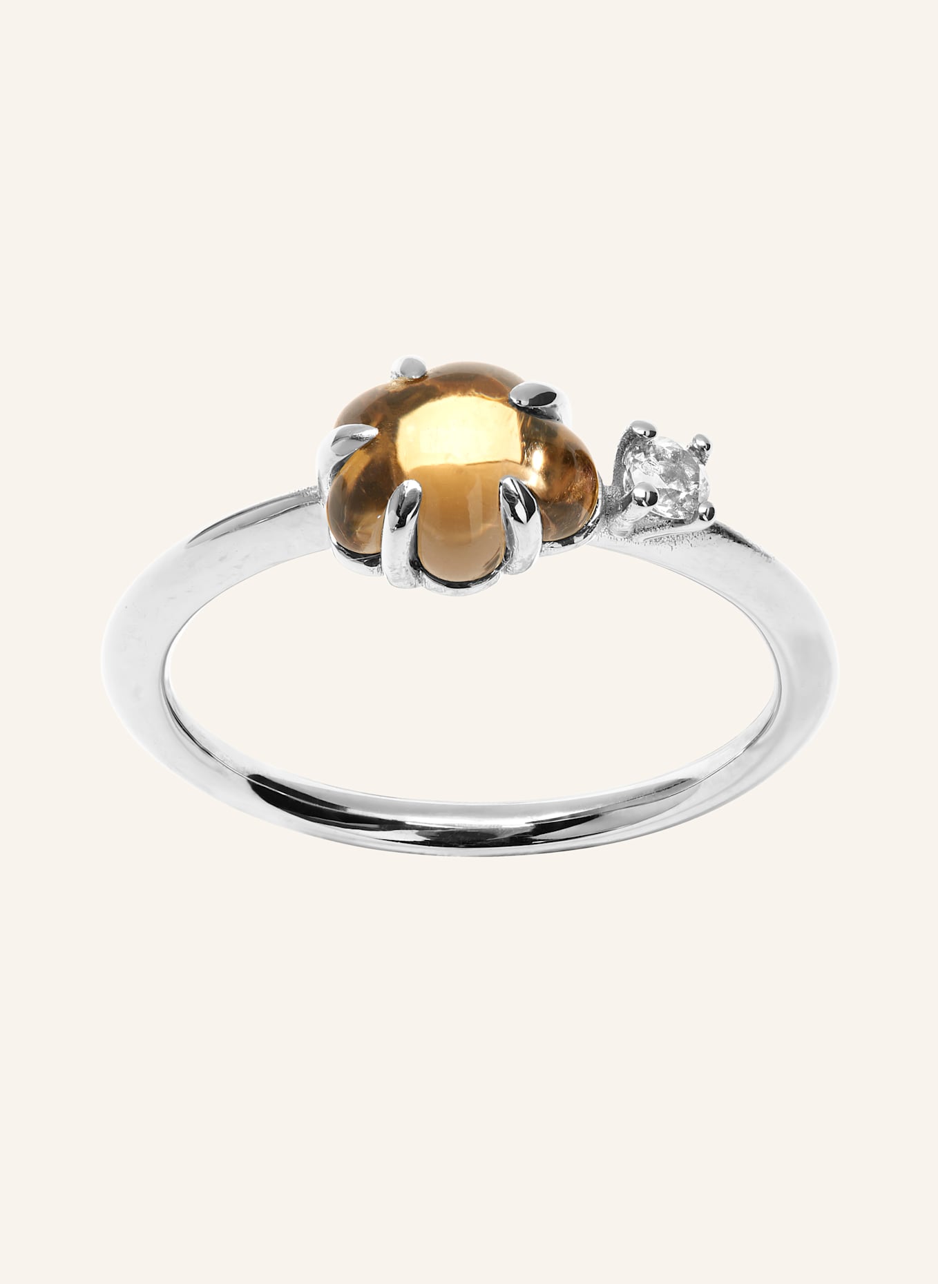 VIERI Ring WOLKE RAUCHQUARZ BRILLANT MITTELGROß: WEISSGOLD