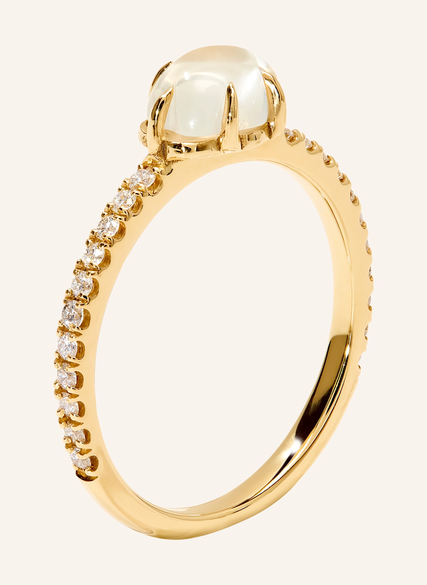 VIERI Ring WOLKE MILCHQUARZ BRILLANT PAVÉ MITTELGROß: GOLD