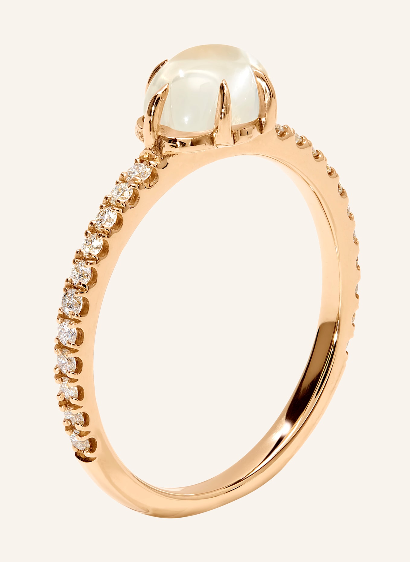 VIERI Ring WOLKE MILCHQUARZ BRILLANT PAVÉ MITTELGROß: ROSÉGOLD