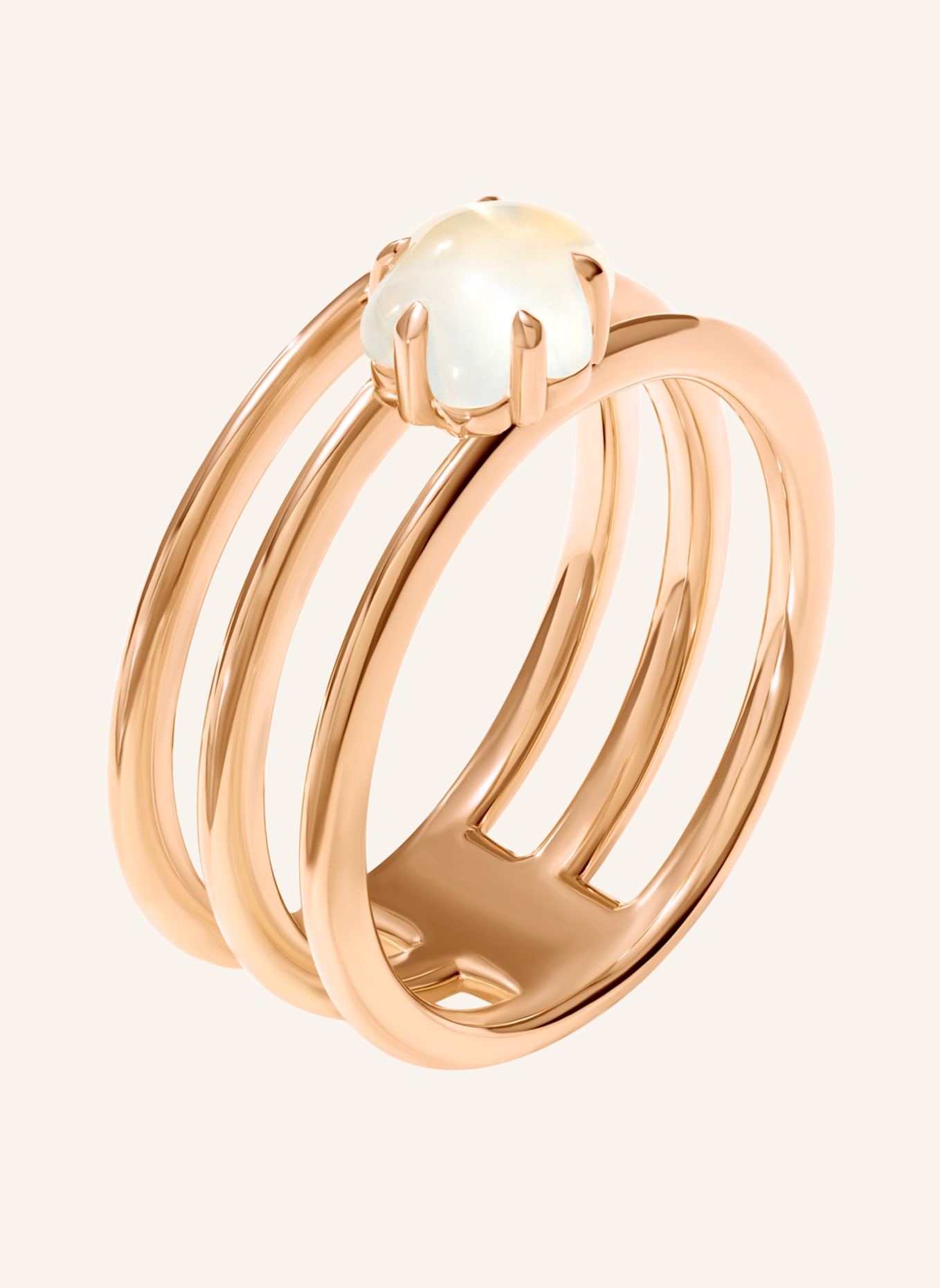 VIERI Ring WOLKE MILCHQUARZ DREIREIHIG: ROSÉGOLD