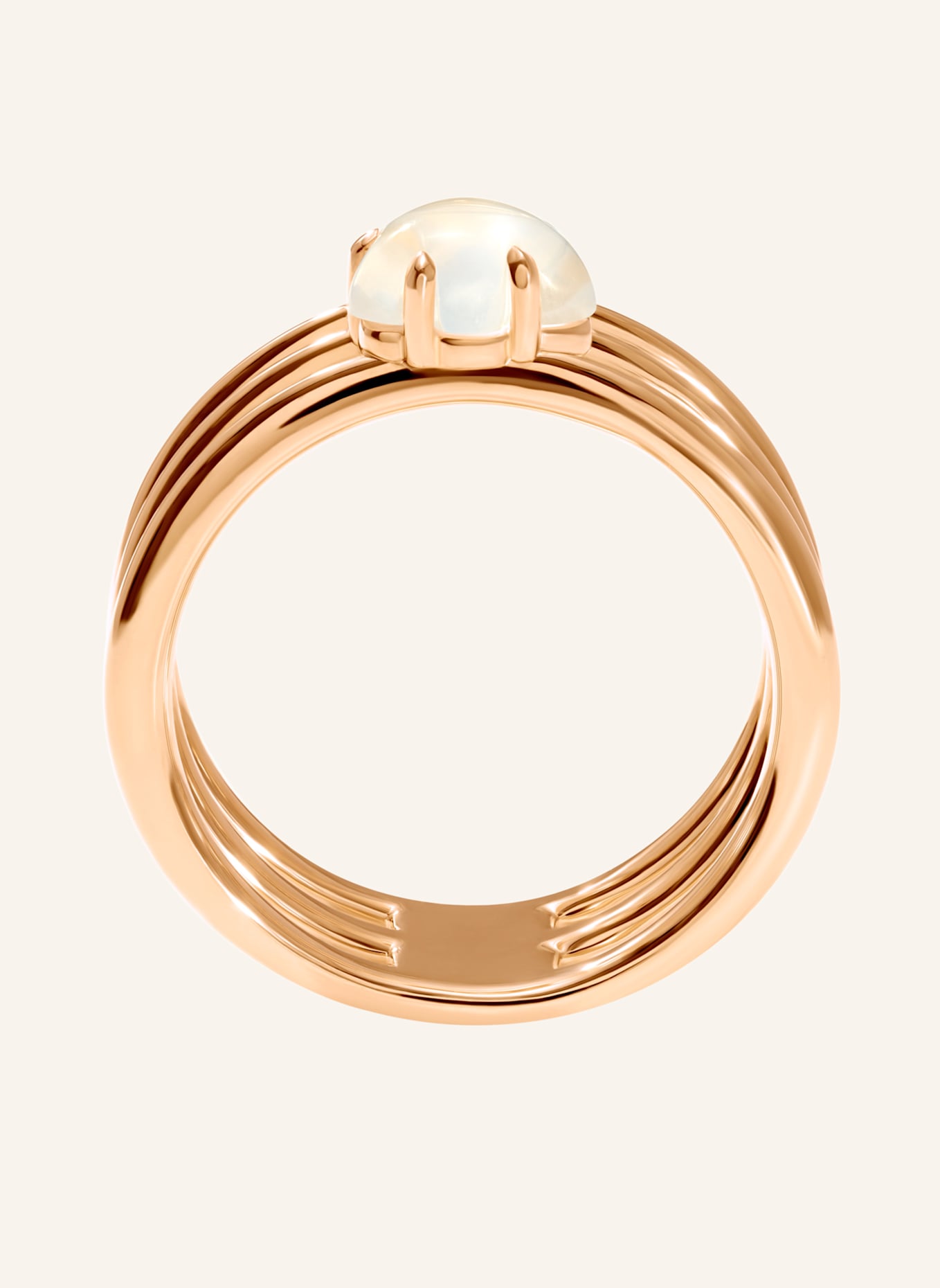 VIERI Ring WOLKE MILCHQUARZ DREIREIHIG: ROSÉGOLD