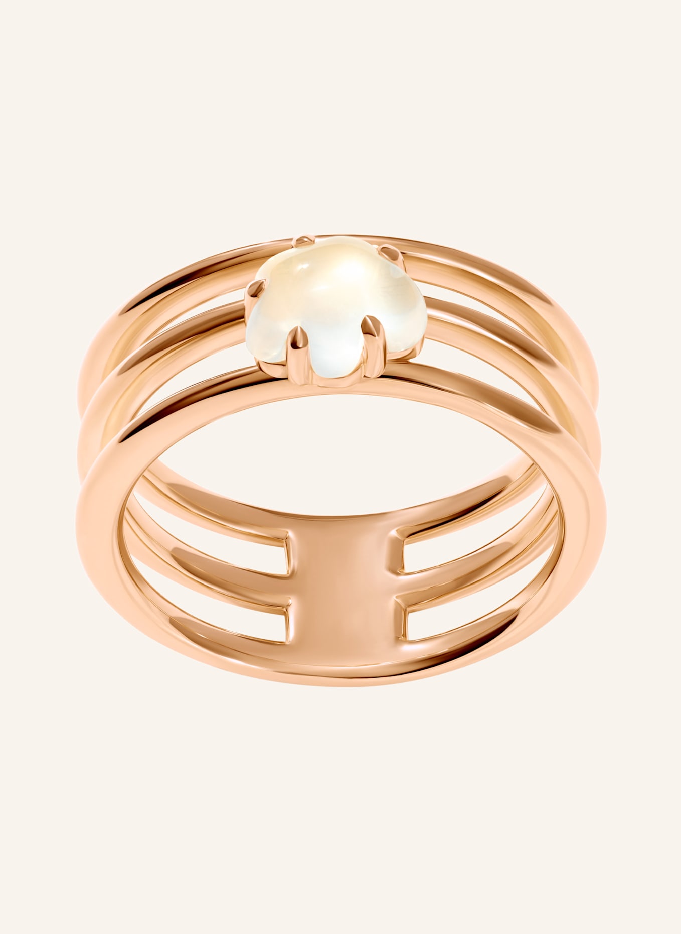 VIERI Ring WOLKE MILCHQUARZ DREIREIHIG: ROSÉGOLD