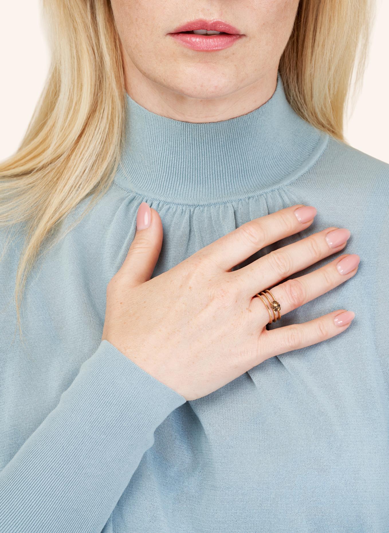 VIERI Ring WOLKE RAUCHQUARZ DREIREIHIG: ROSÉGOLD