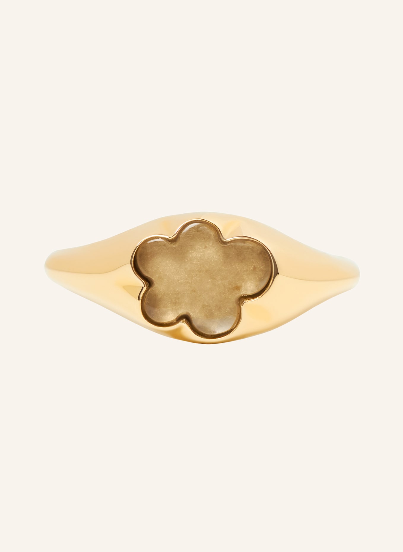 VIERI Ring WOLKE FLACH MILCHQUARZ: GOLD