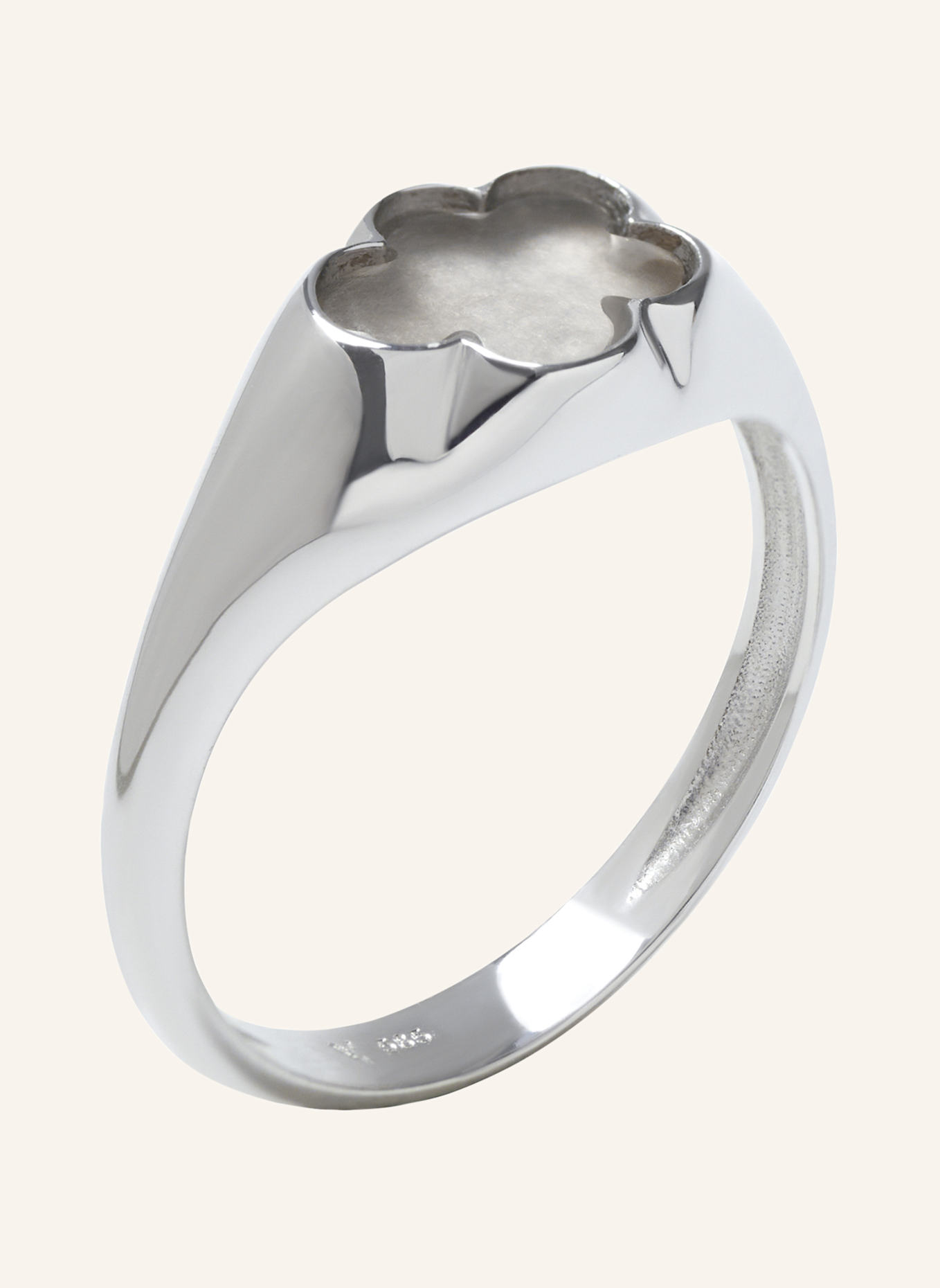 VIERI Ring WOLKE FLACH MILCHQUARZ: WEISSGOLD