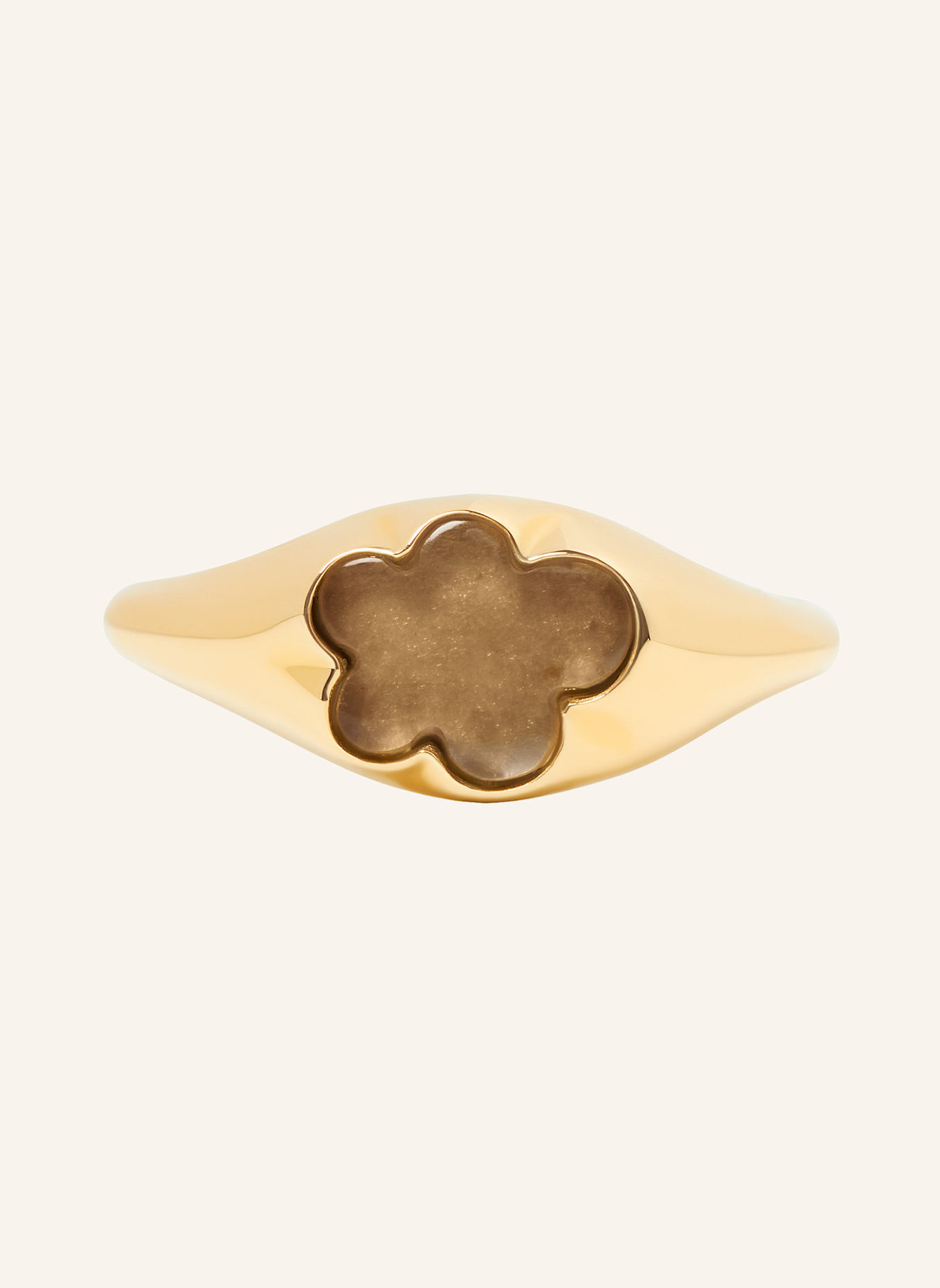 VIERI Ring WOLKE FLACH RAUCHQUARZ: GOLD