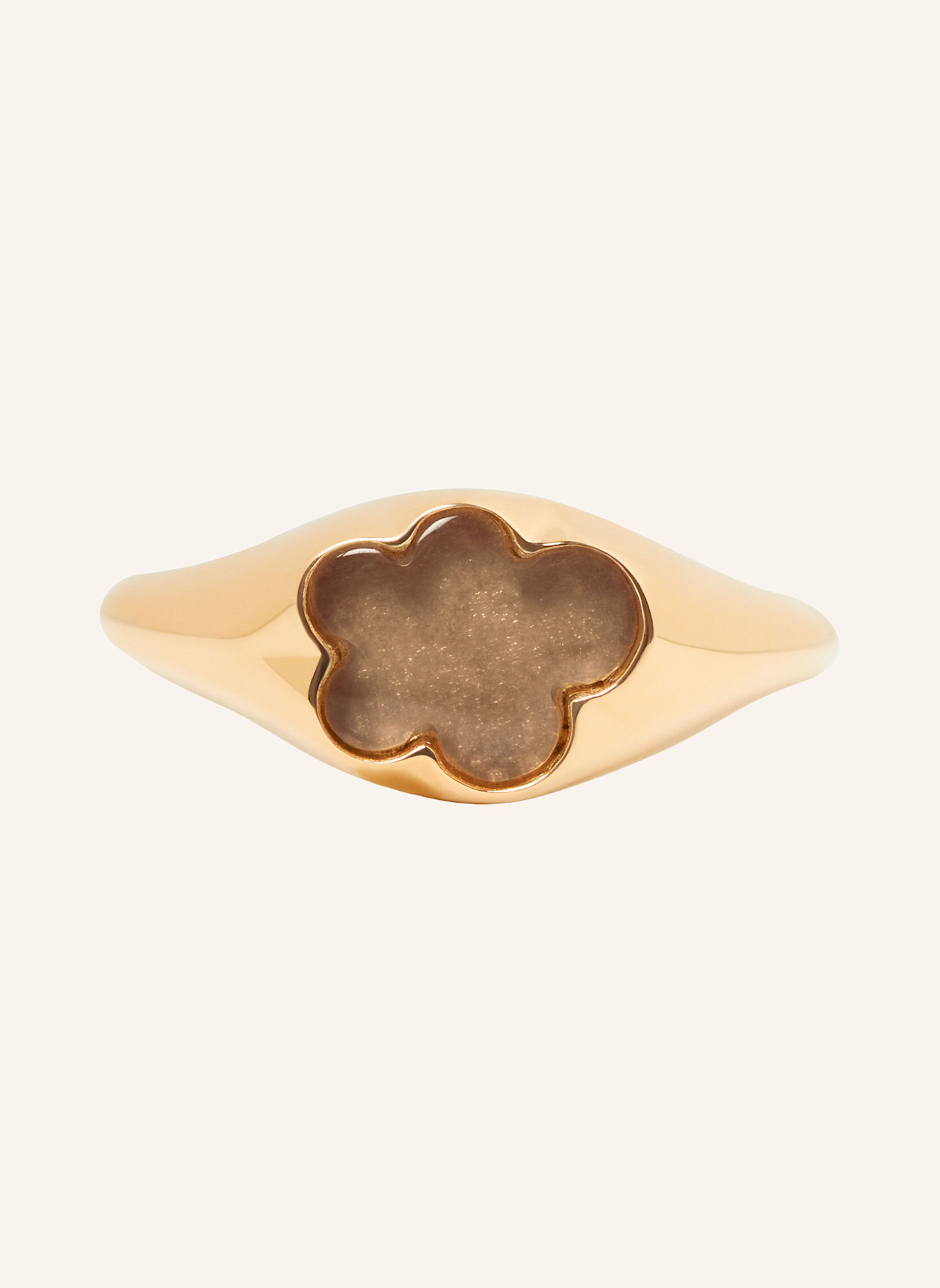 VIERI Ring WOLKE FLACH RAUCHQUARZ: ROSÉGOLD