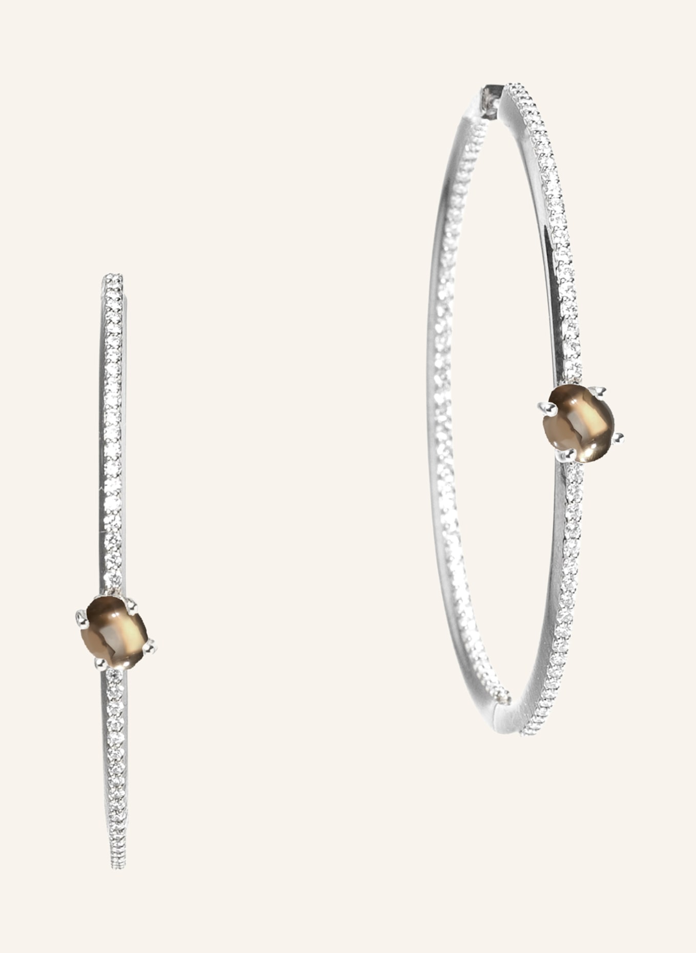 VIERI Ohrring WOLKE RAUCHQUARZ BRILLANT PAVÉ: WEISSGOLD