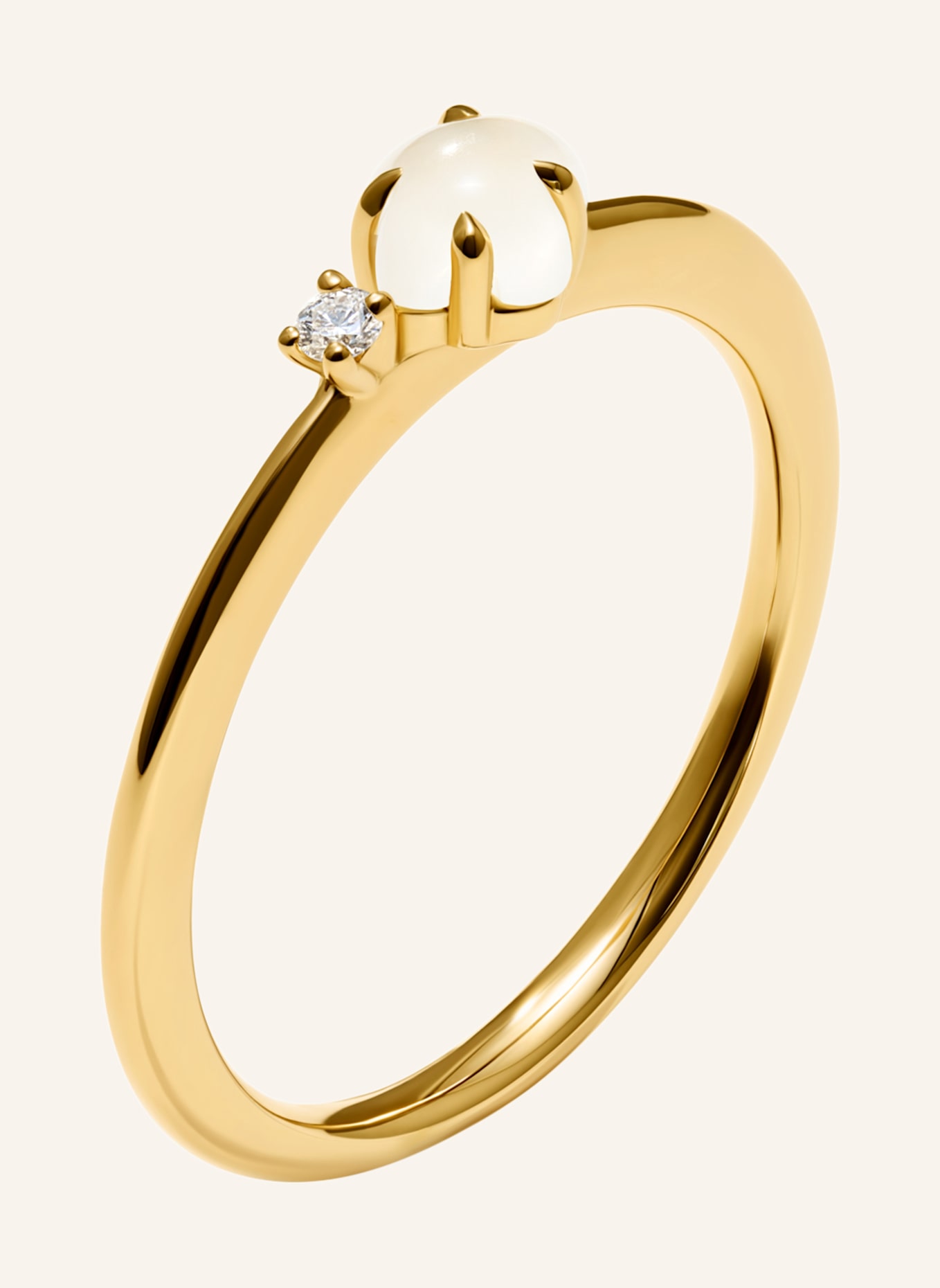 VIERI Ring WOLKE MILCHQUARZ BRILLANT KLEIN: GOLD