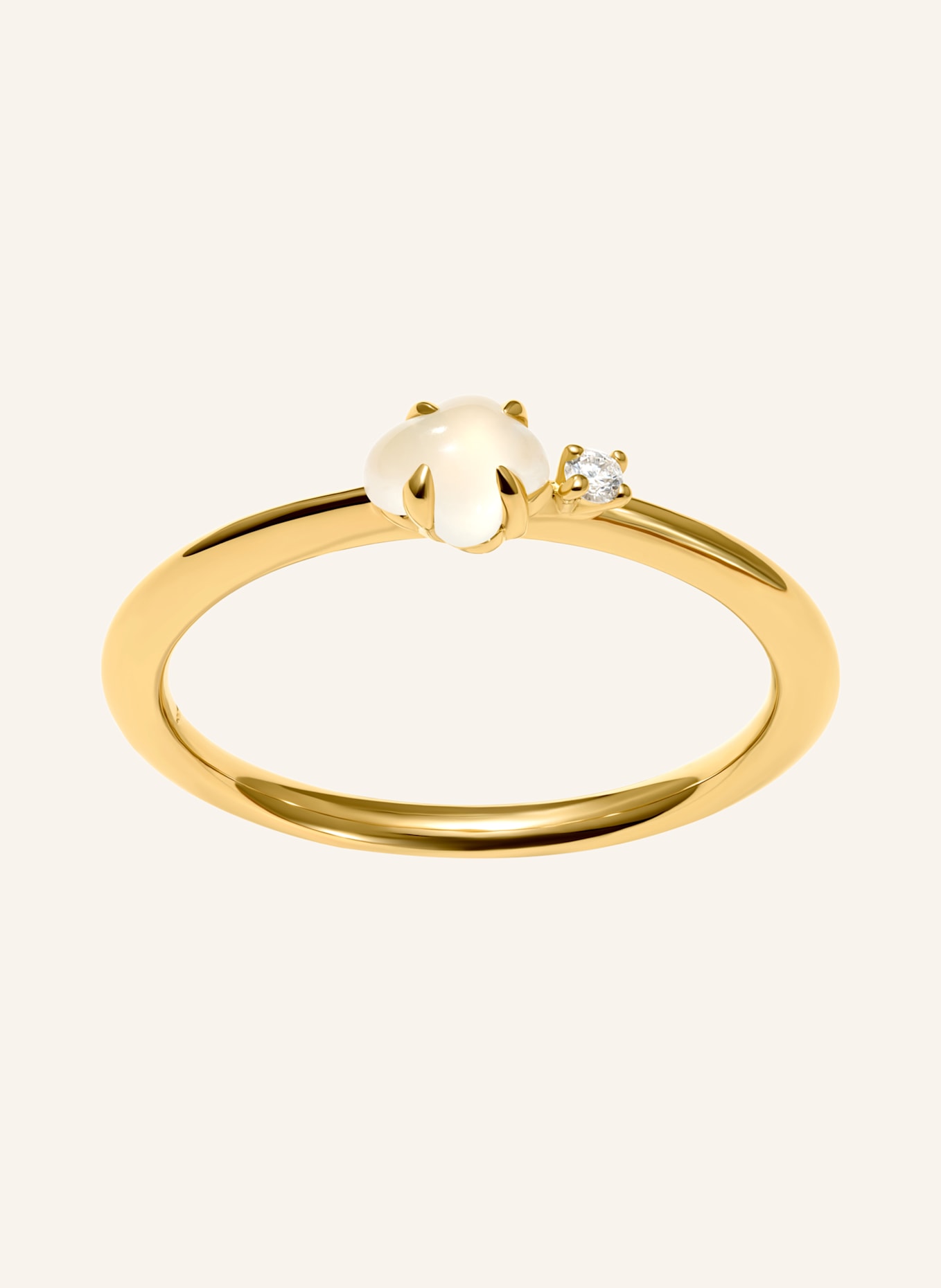 VIERI Ring WOLKE MILCHQUARZ BRILLANT KLEIN: GOLD
