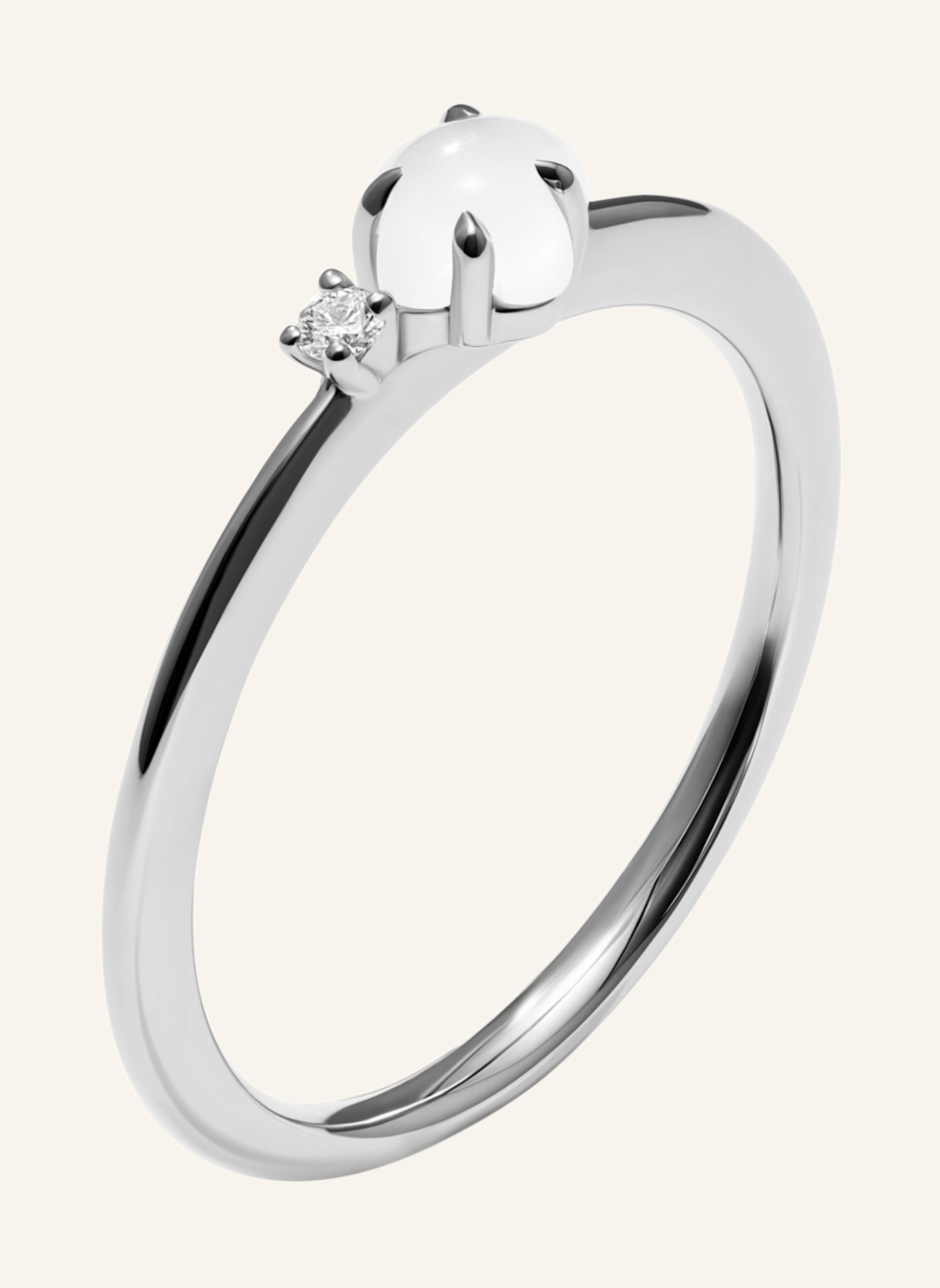 VIERI Ring WOLKE MILCHQUARZ BRILLANT KLEIN: WEISSGOLD