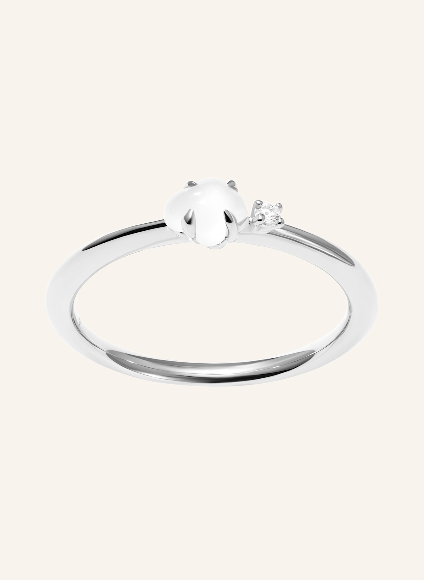 VIERI Ring WOLKE MILCHQUARZ BRILLANT KLEIN: WEISSGOLD