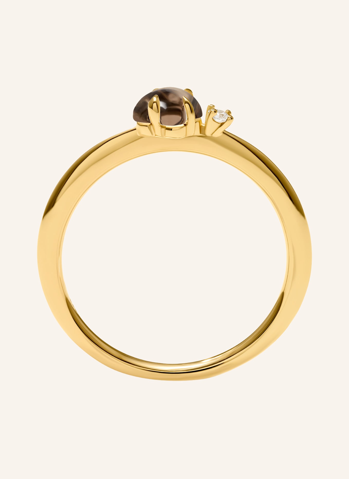 VIERI Ring WOLKE RAUCHQUARZ BRILLANT KLEIN: GOLD