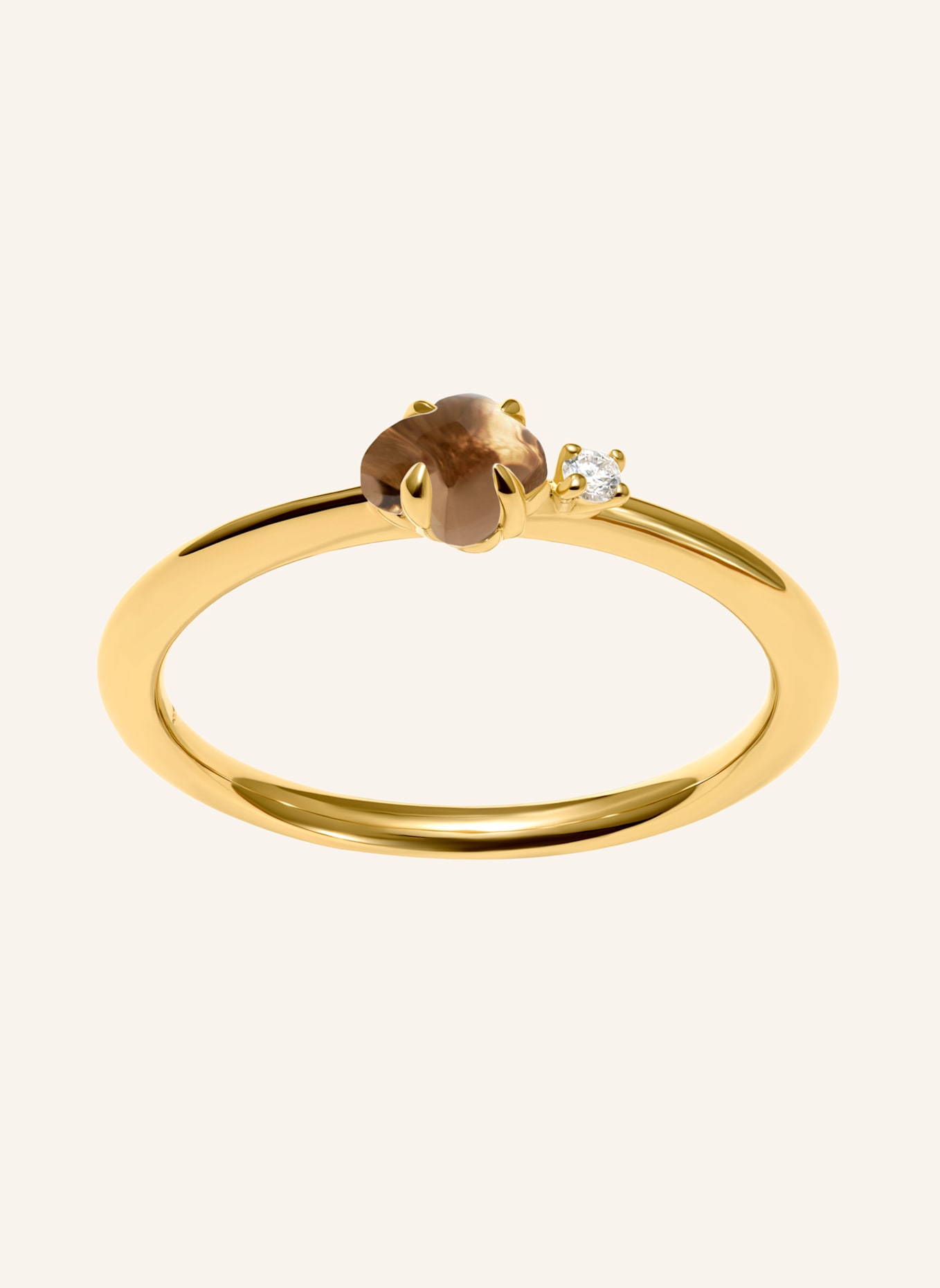 VIERI Ring WOLKE RAUCHQUARZ BRILLANT KLEIN: GOLD