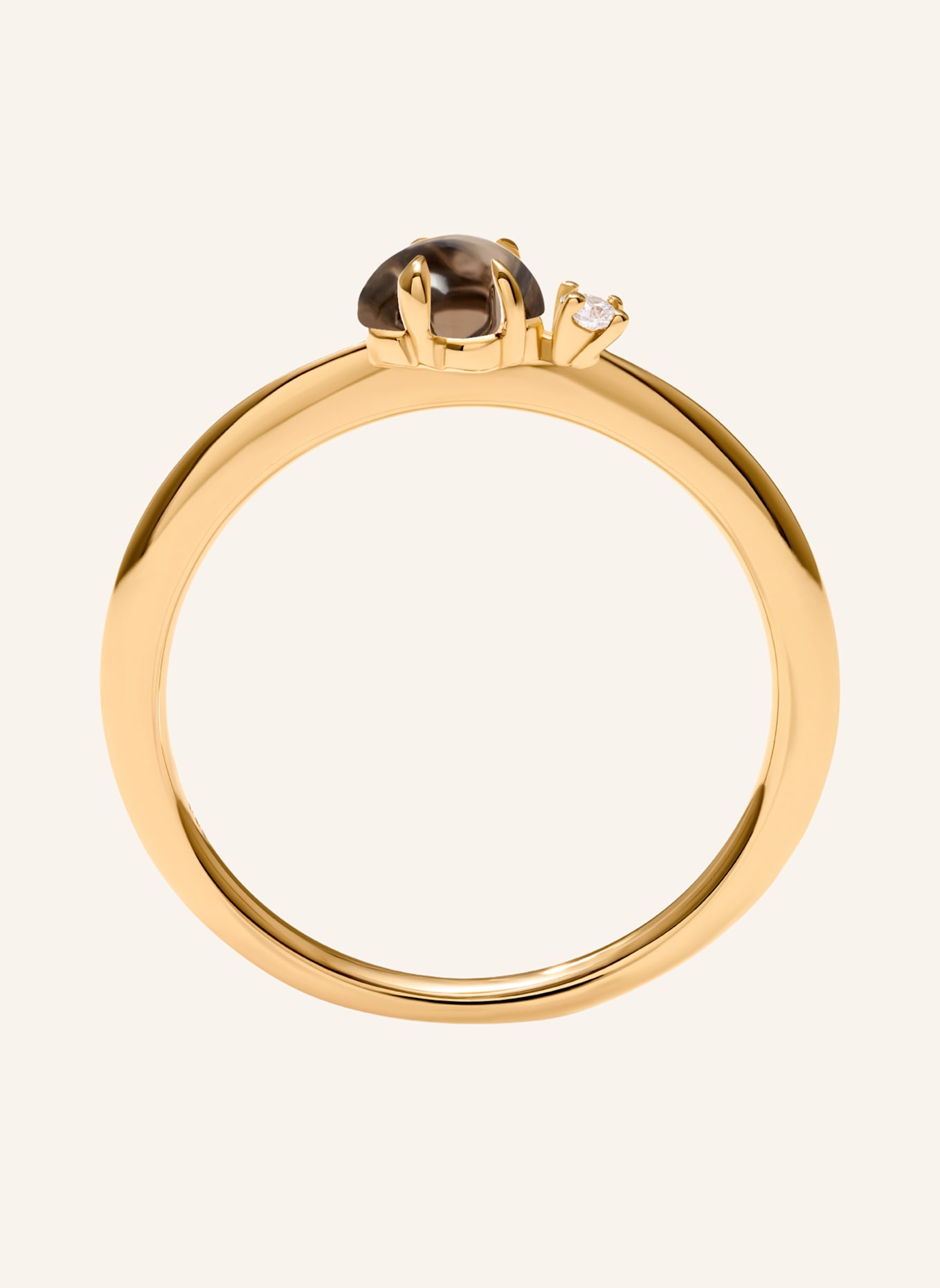 VIERI Ring WOLKE RAUCHQUARZ BRILLANT KLEIN: ROSÉGOLD