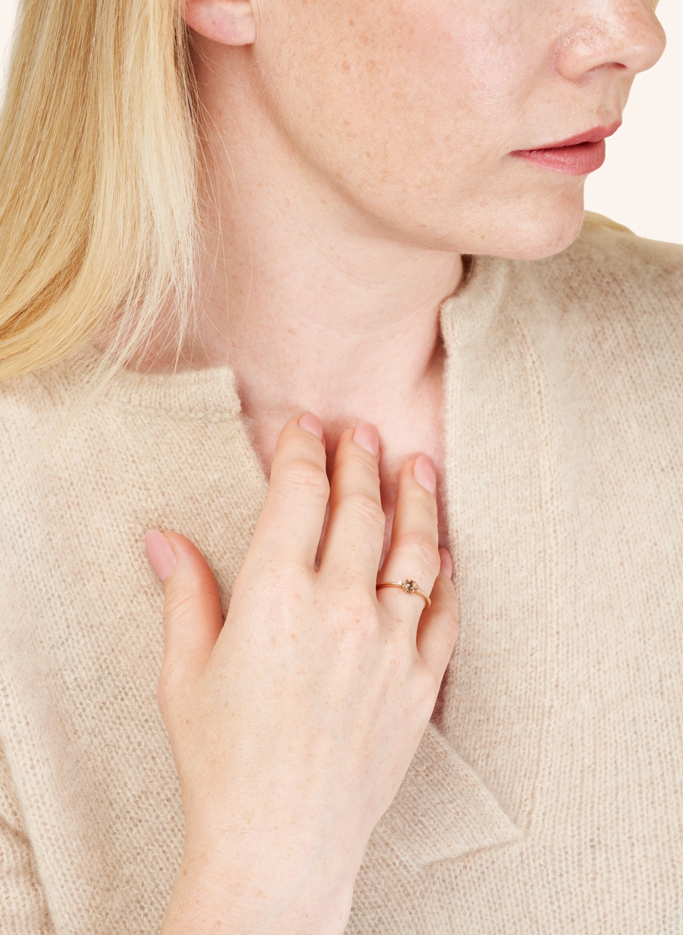 VIERI Ring WOLKE RAUCHQUARZ BRILLANT KLEIN: ROSÉGOLD