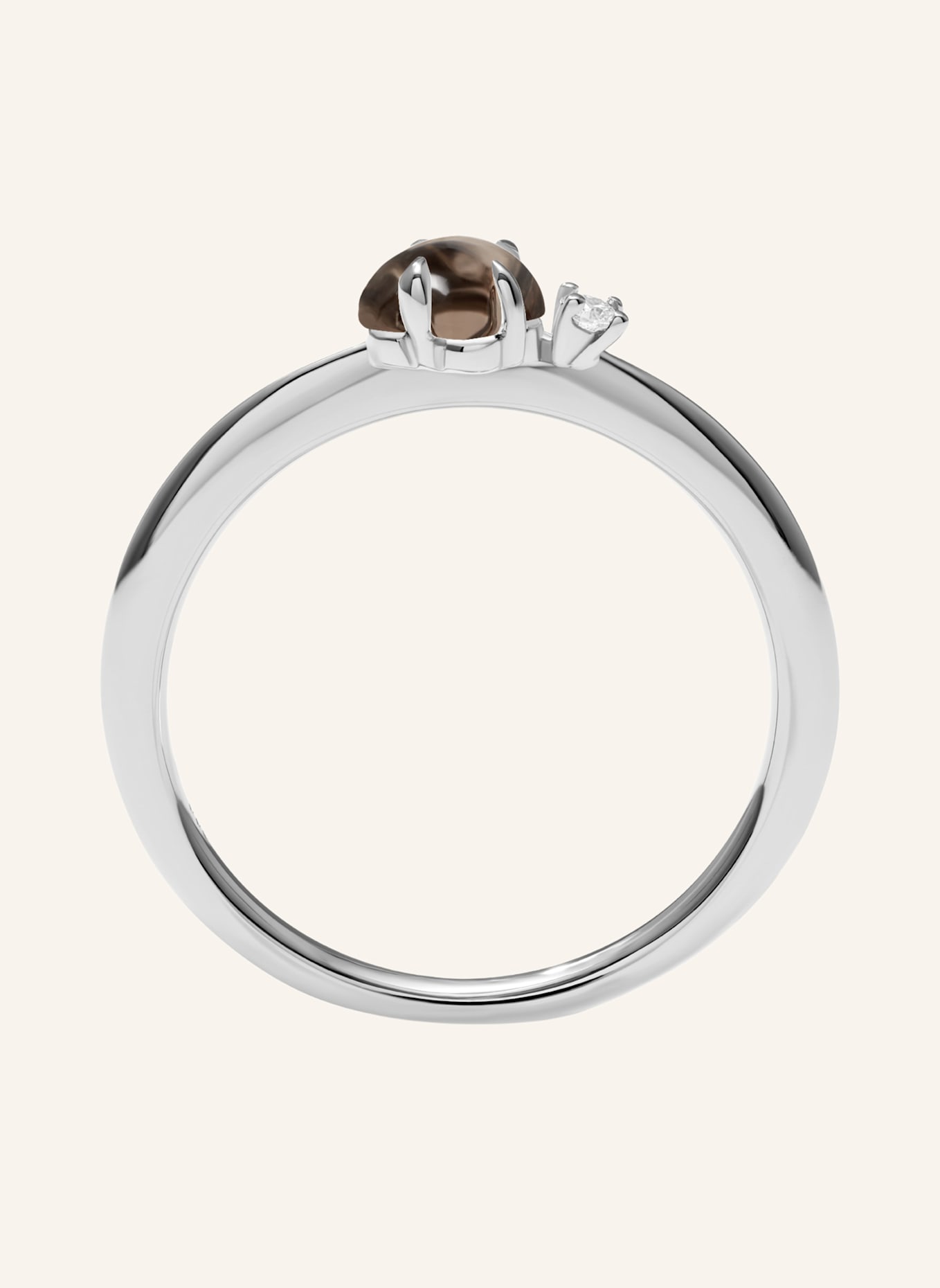 VIERI Ring WOLKE RAUCHQUARZ BRILLANT KLEIN: WEISSGOLD