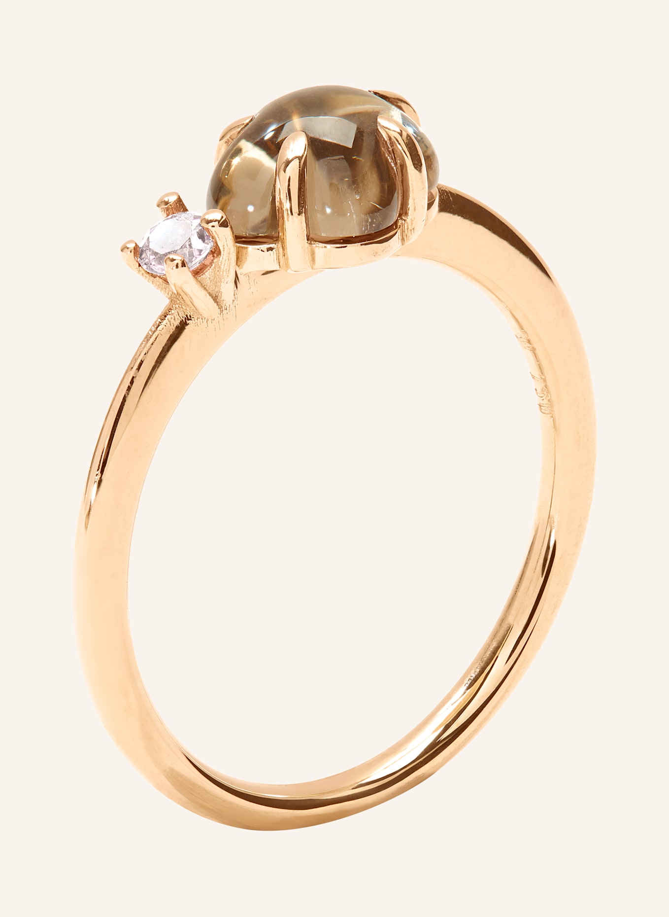 VIERI Ring WOLKE RAUCHQUARZ BRILLANT MITTELGROß: ROSÉGOLD