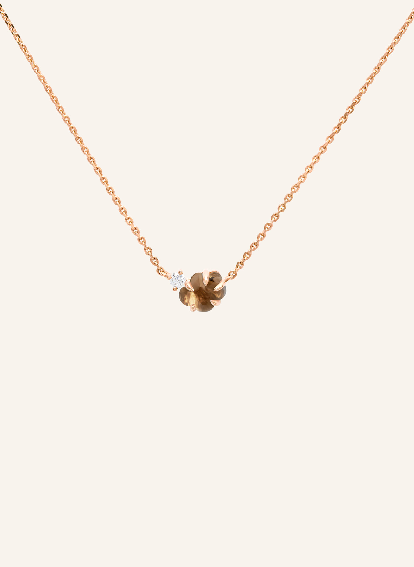 VIERI Kette WOLKE RAUCHQUARZ BRILLANT: ROSÉGOLD