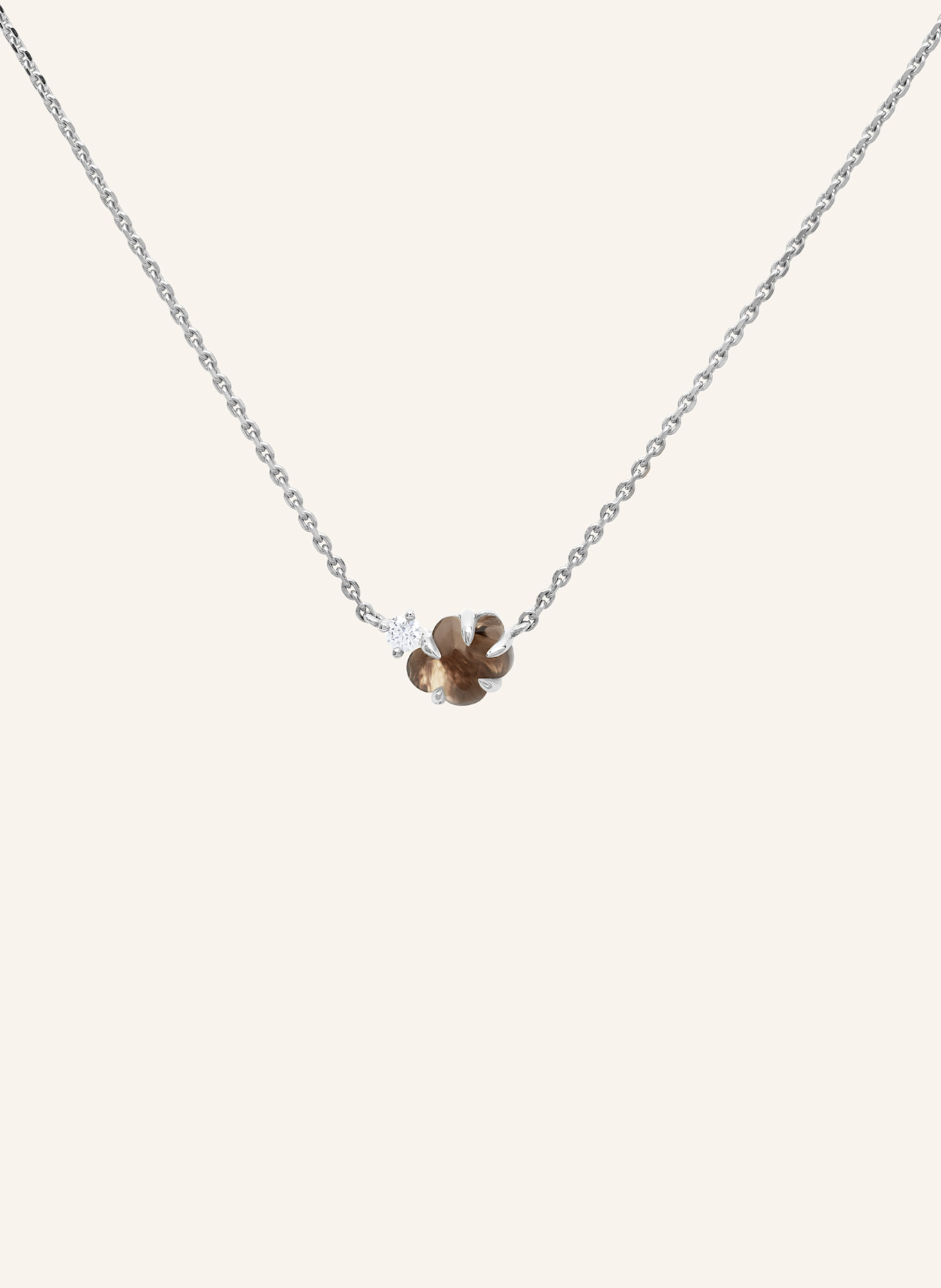 VIERI Kette WOLKE RAUCHQUARZ BRILLANT: WEISSGOLD