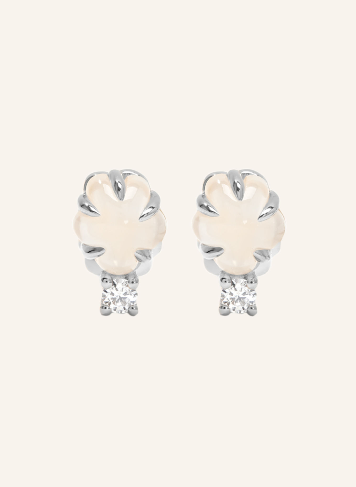 VIERI Ohrstecker WOLKE MILCHQUARZ BRILLANT: WEISSGOLD