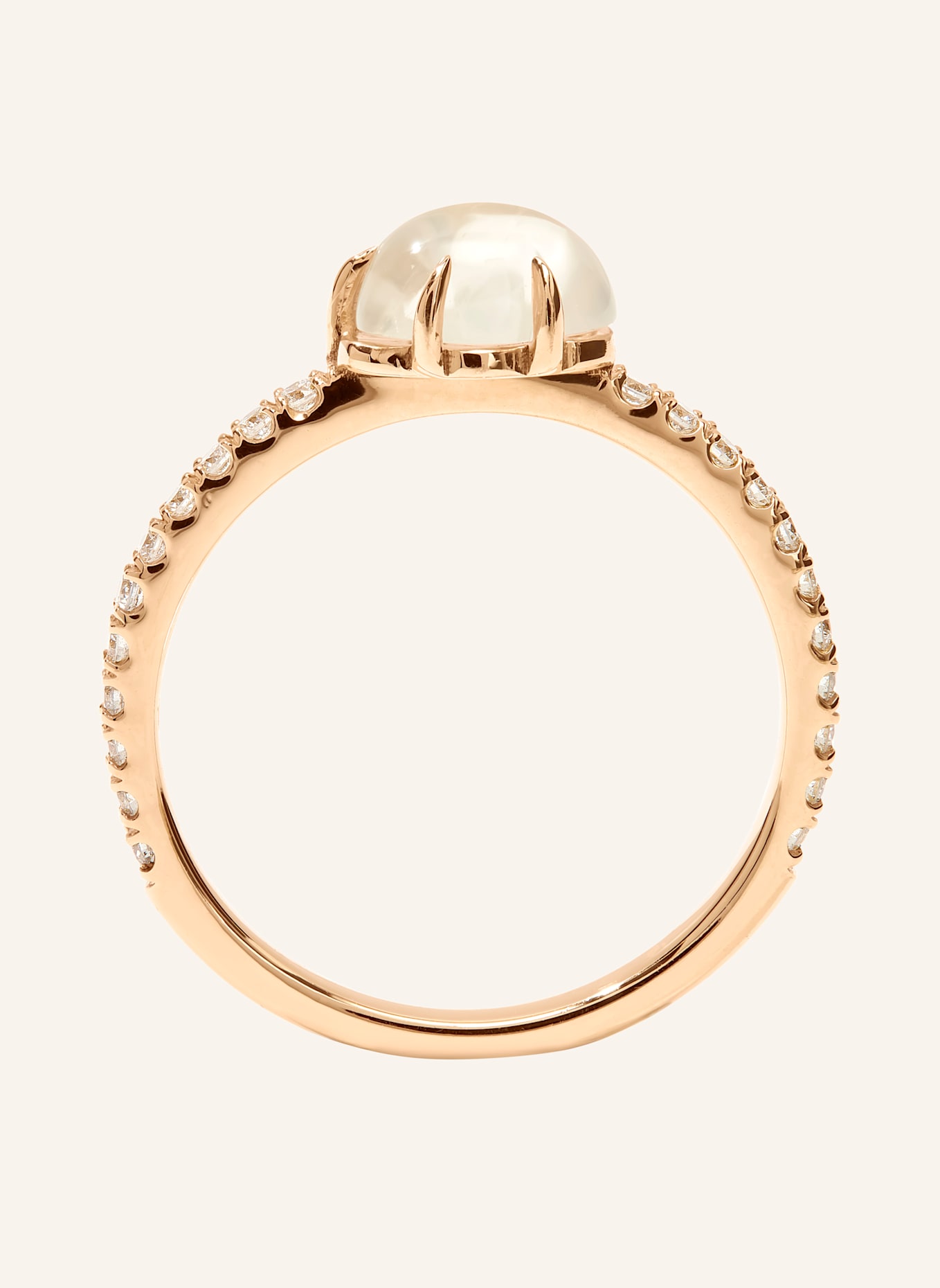 VIERI Ring WOLKE MILCHQUARZ BRILLANT PAVÉ MITTELGROß: ROSÉGOLD