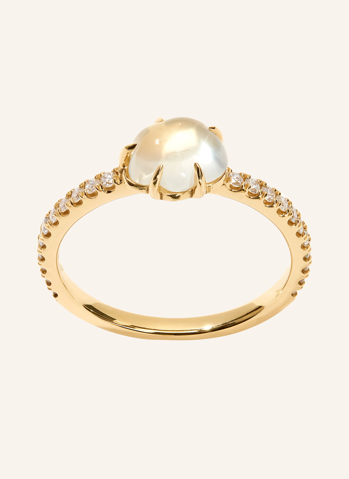 VIERI Ring WOLKE MILCHQUARZ BRILLANT PAVÉ MITTELGROß: GOLD