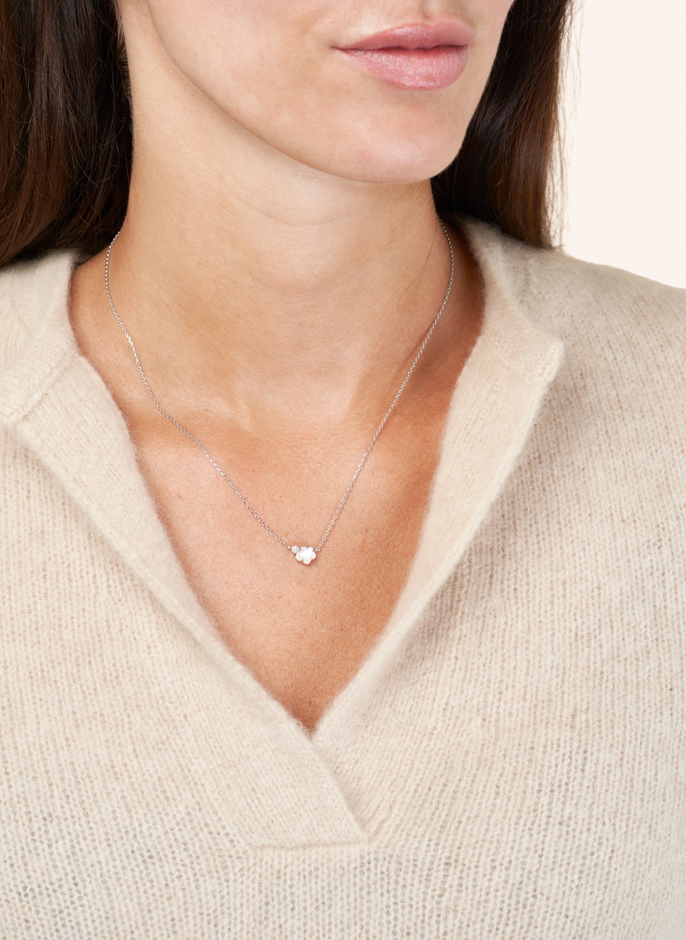 VIERI Kette WOLKE MILCHQUARZ BRILLANT: WEISSGOLD