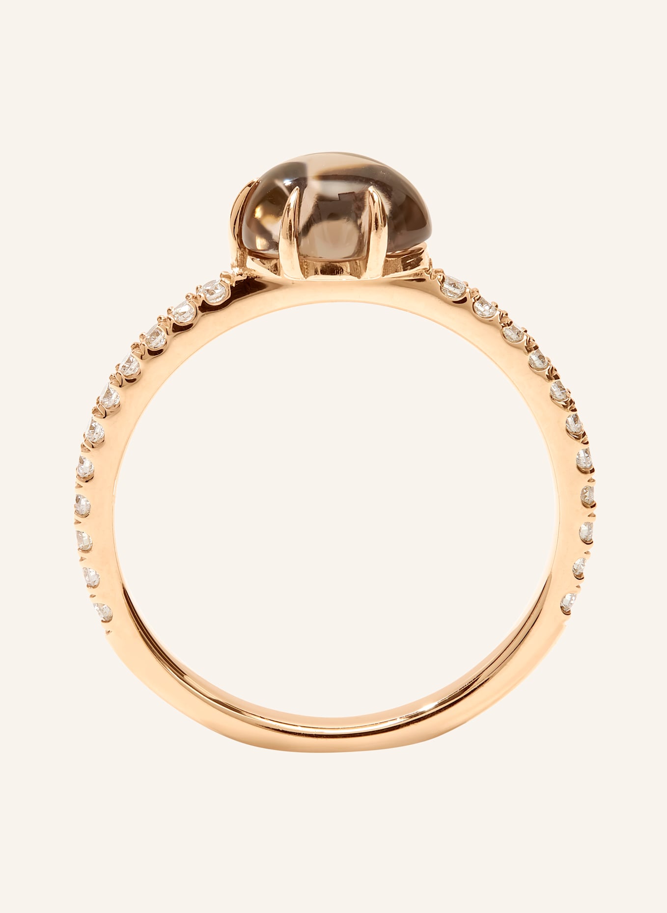 VIERI Ring WOLKE RAUCHQUARZ BRILLANT PAVÉ MITTELGROß: ROSÉGOLD