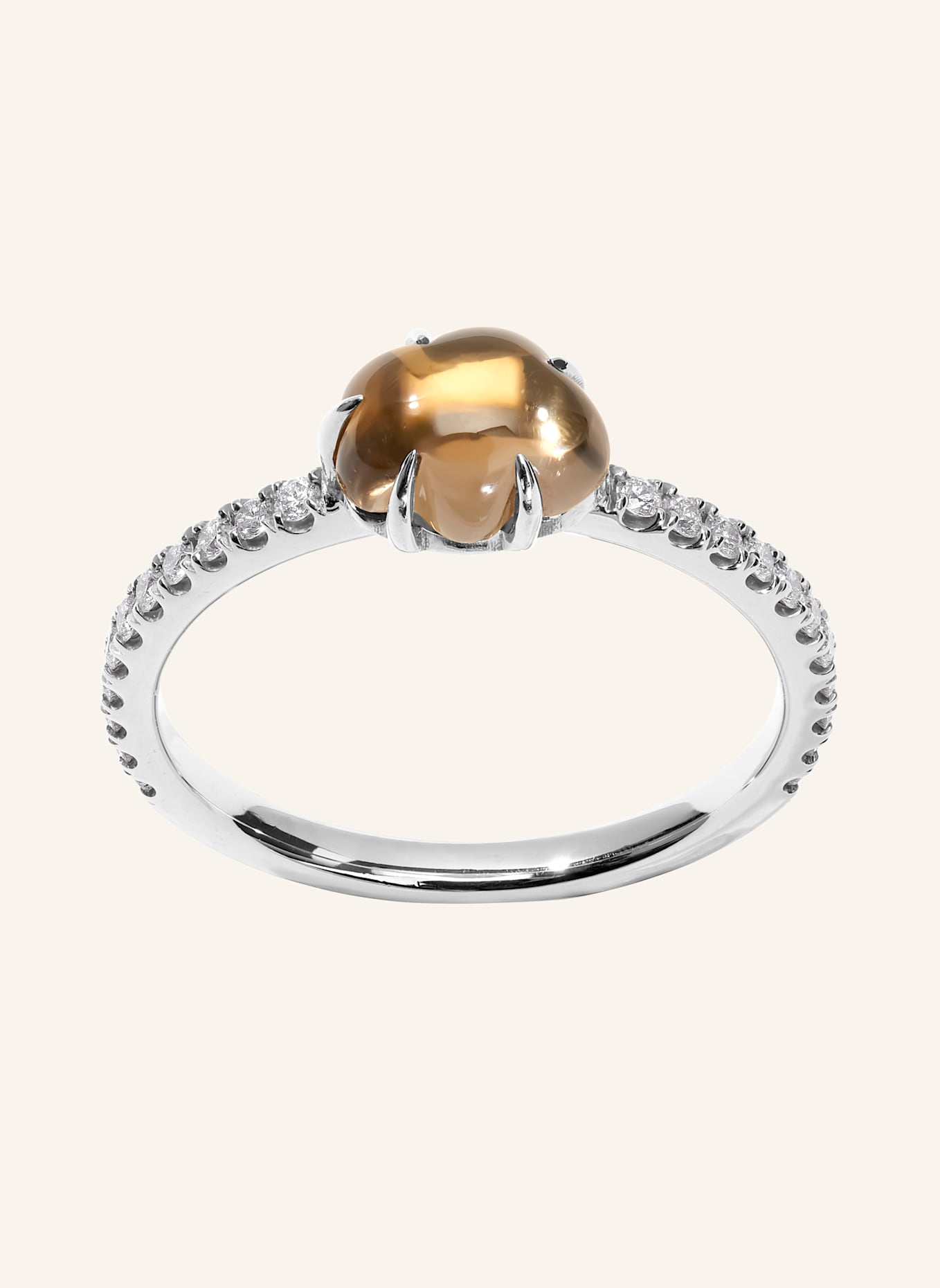 VIERI Ring WOLKE RAUCHQUARZ BRILLANT PAVÉ MITTELGROß: WEISSGOLD